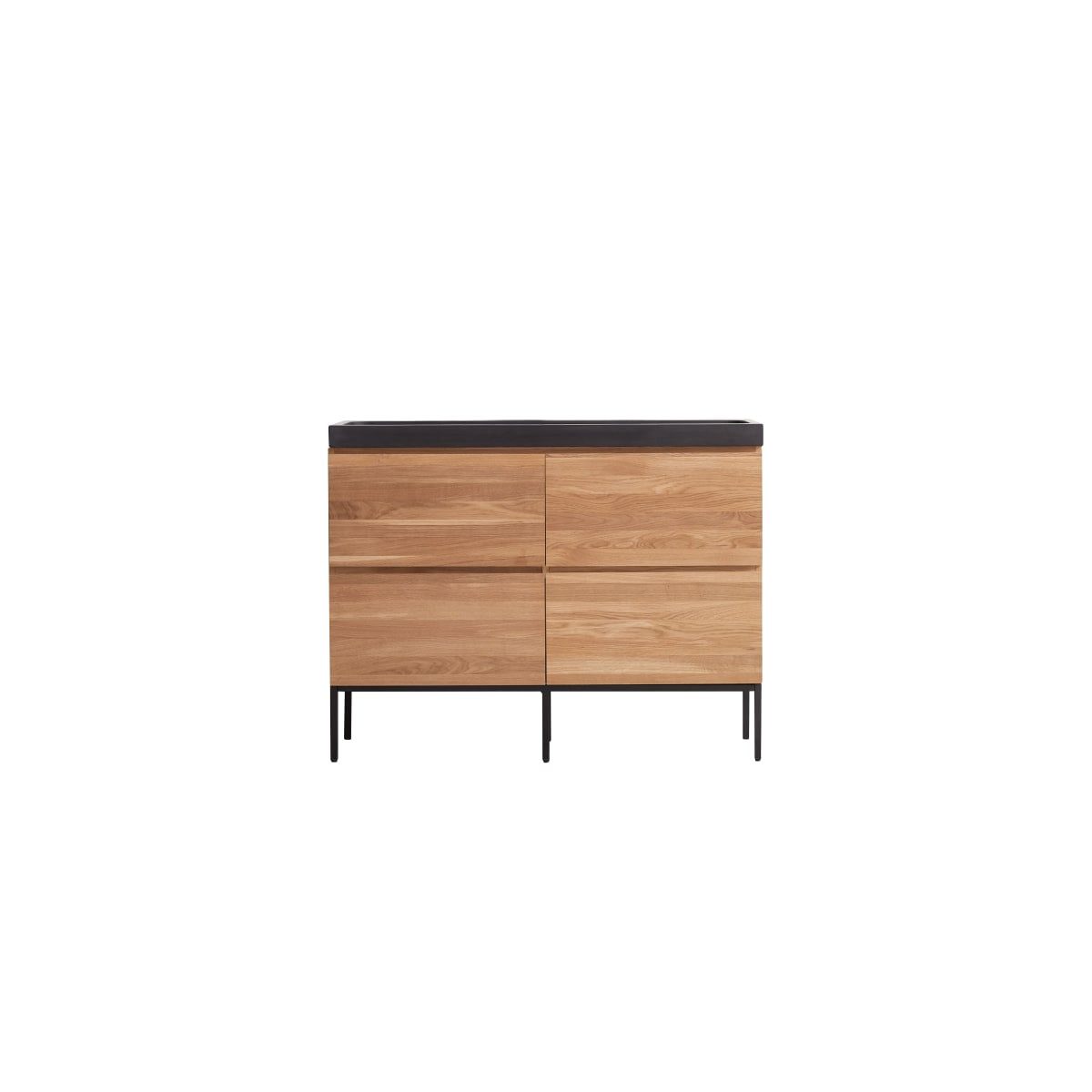 Tikamoon Waschtisch Badezimmermöbel aus massiver Eiche und Lavastein Nova 120 cm
