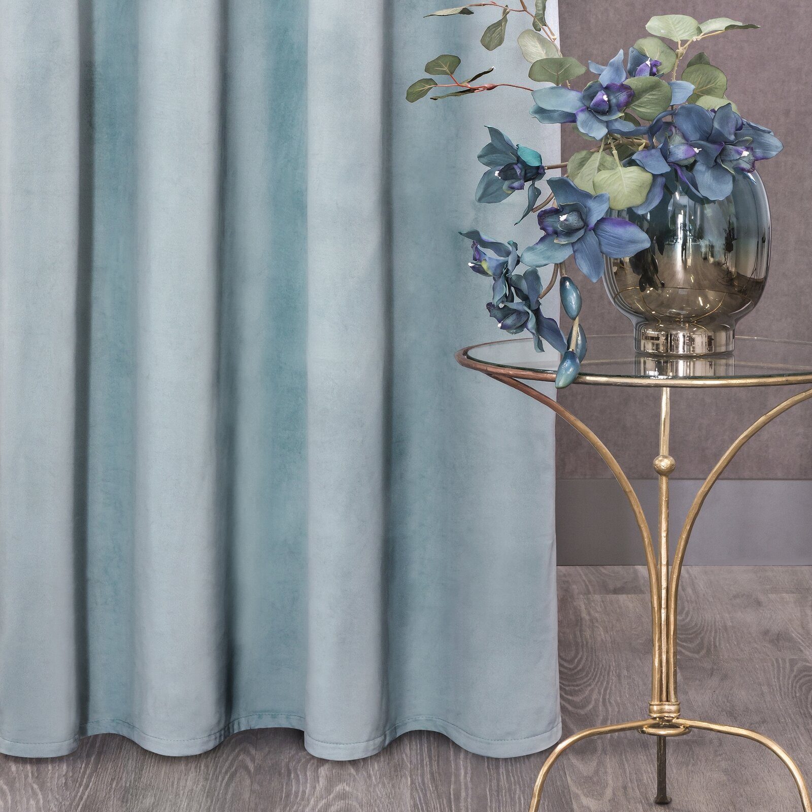 Design91 Vorhang Samtvorhänge 140x250 cm (1 St), Ösen, blickdicht, Samt, Wohnzimmer – Bild 5 von 5