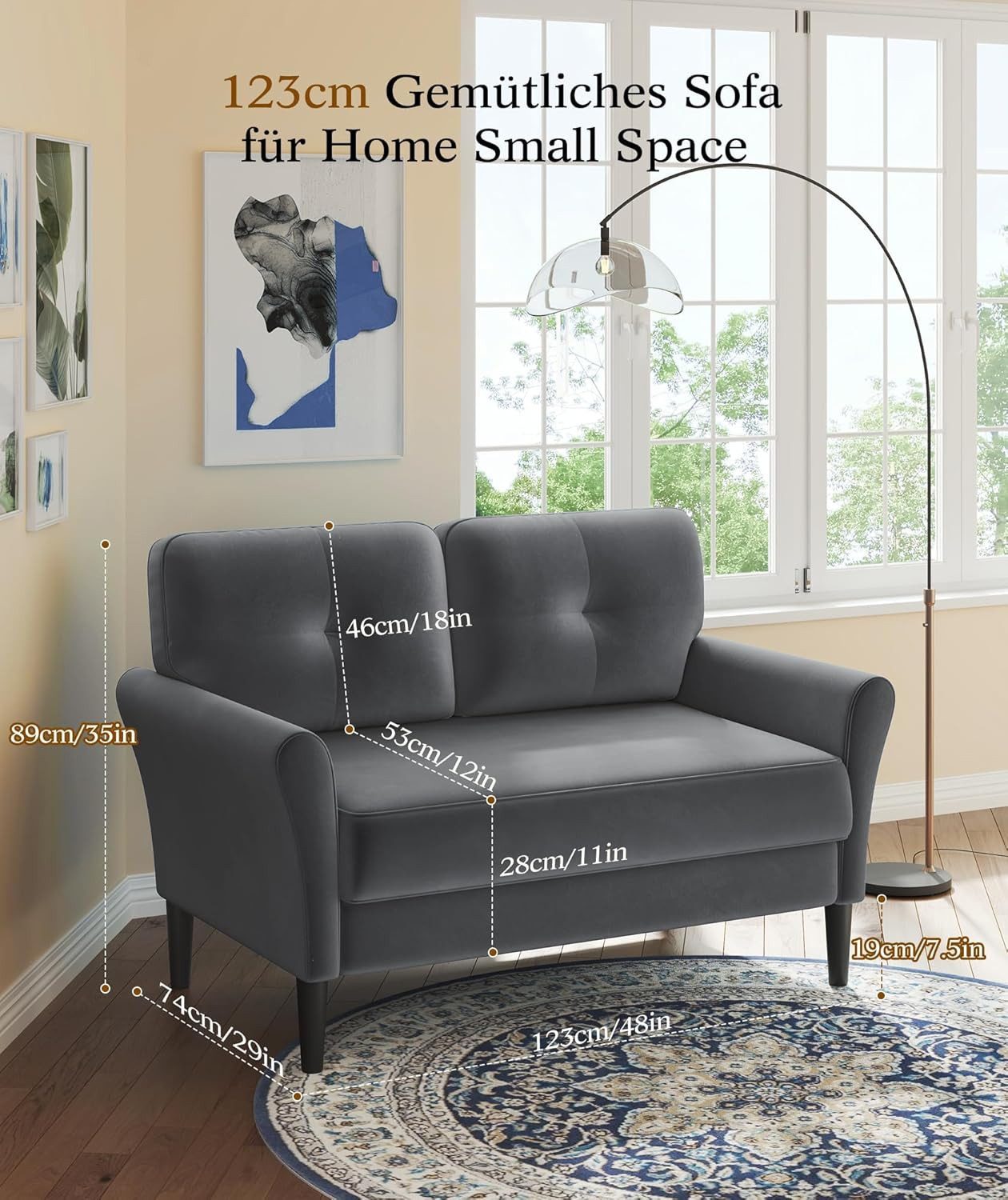 OUNUO Sofa 123CM kleine Couch 2 günstig online kaufen