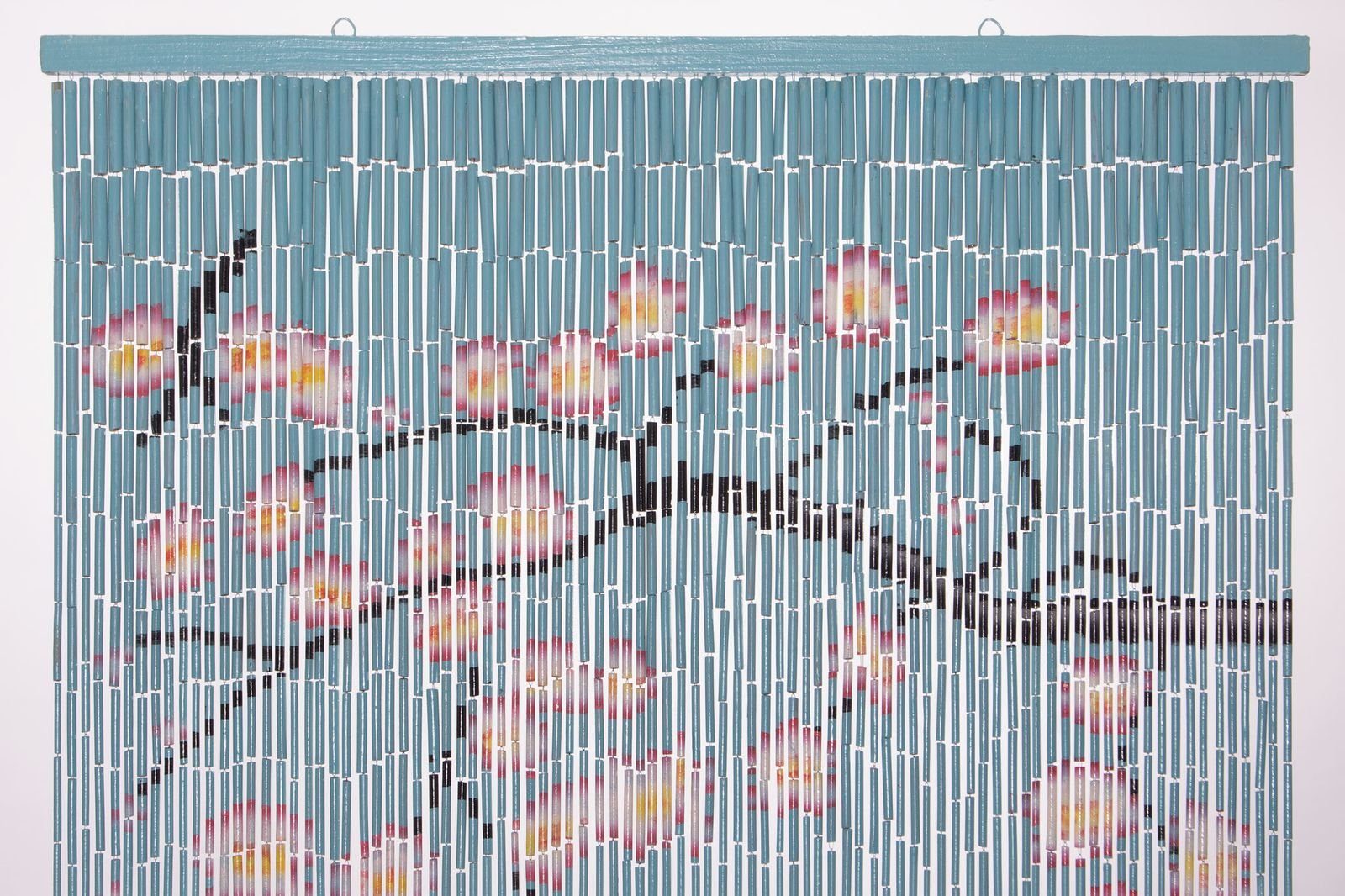 CONACORD Türvorhang Decona Blüten Dekovorhang bunt, Hakenaufhängung, halbtransparent, 90 x 200 cm, Bambus - blickdicht dank hoher Stranganzahl