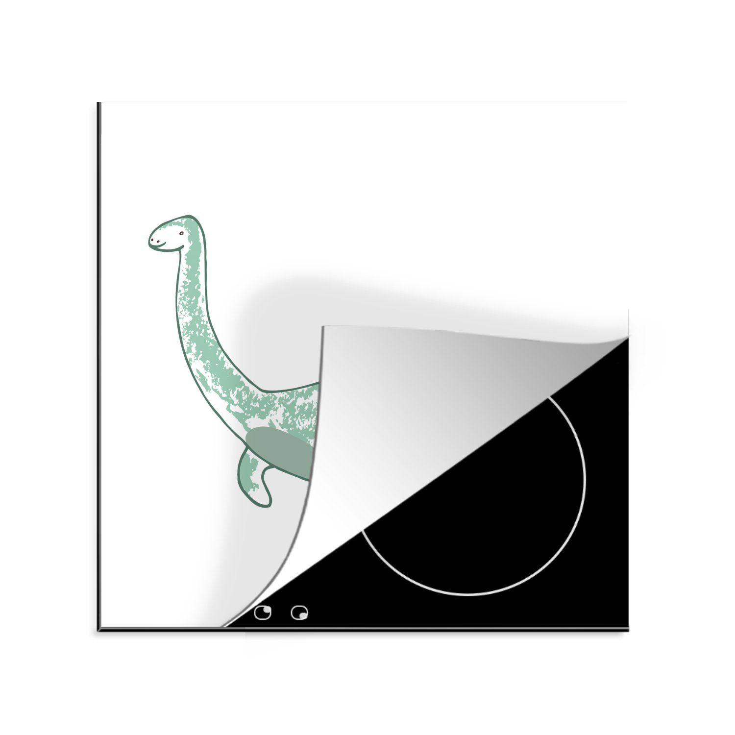 MuchoWow Herdblende-/Abdeckplatte Kinderzimmer - Dinosaurier - Plesiosaurier - Junge - Mädchen - Kinder, Vinyl, (1 tlg), 78x78 cm, Ceranfeldabdeckung, Arbeitsplatte für küche