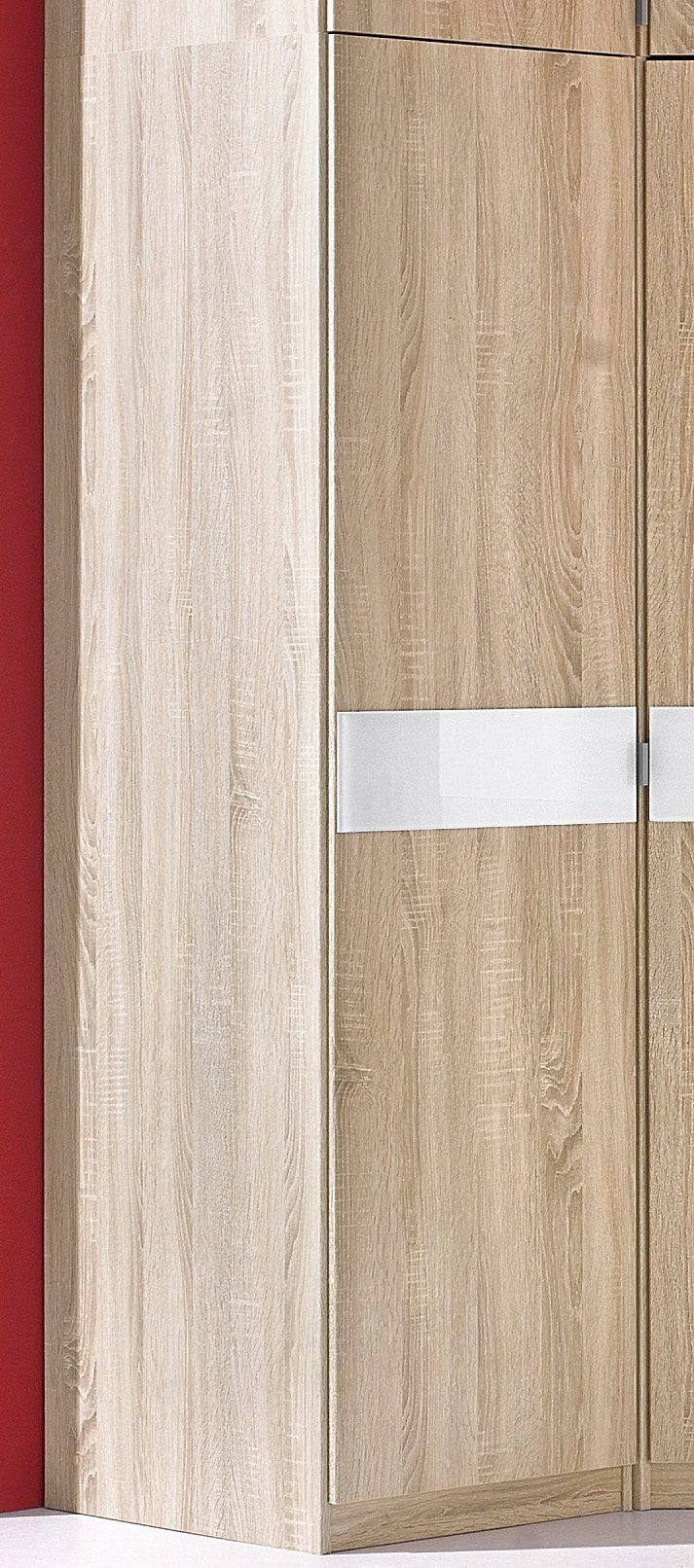 priess Kleiderschrank Drehtürenschrank Kleiderschrank Schrank Schlafzimmerschrank Madrid mit farbiger Glasauflage, erweiterbar mit Schrankaufsatz Madrid