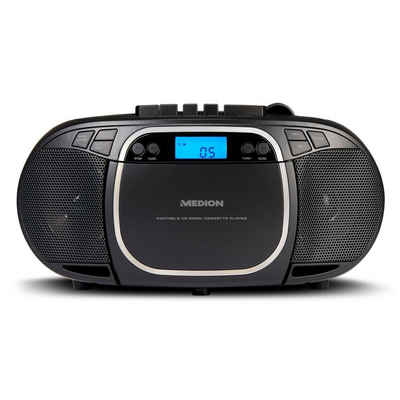 Medion® Medion E66476 MD44176 Boombox CD/MP3-Player Stereo Radio USB Anschluss Boombox (An/Aus Anzeige Audiokassetten AUX-Eingang Batteriebetrieben CD-Player CD-R-Wiedergabe CD-RW-Wiedergabe FM-Radio Digitalanzeige Kassettenwiedergabe USB Tragbar Stereo Radio MP3 CD-Wiedergabe On/Off Switch MW/UKW Radio Netzbetrieben Lautstärkeregelung)