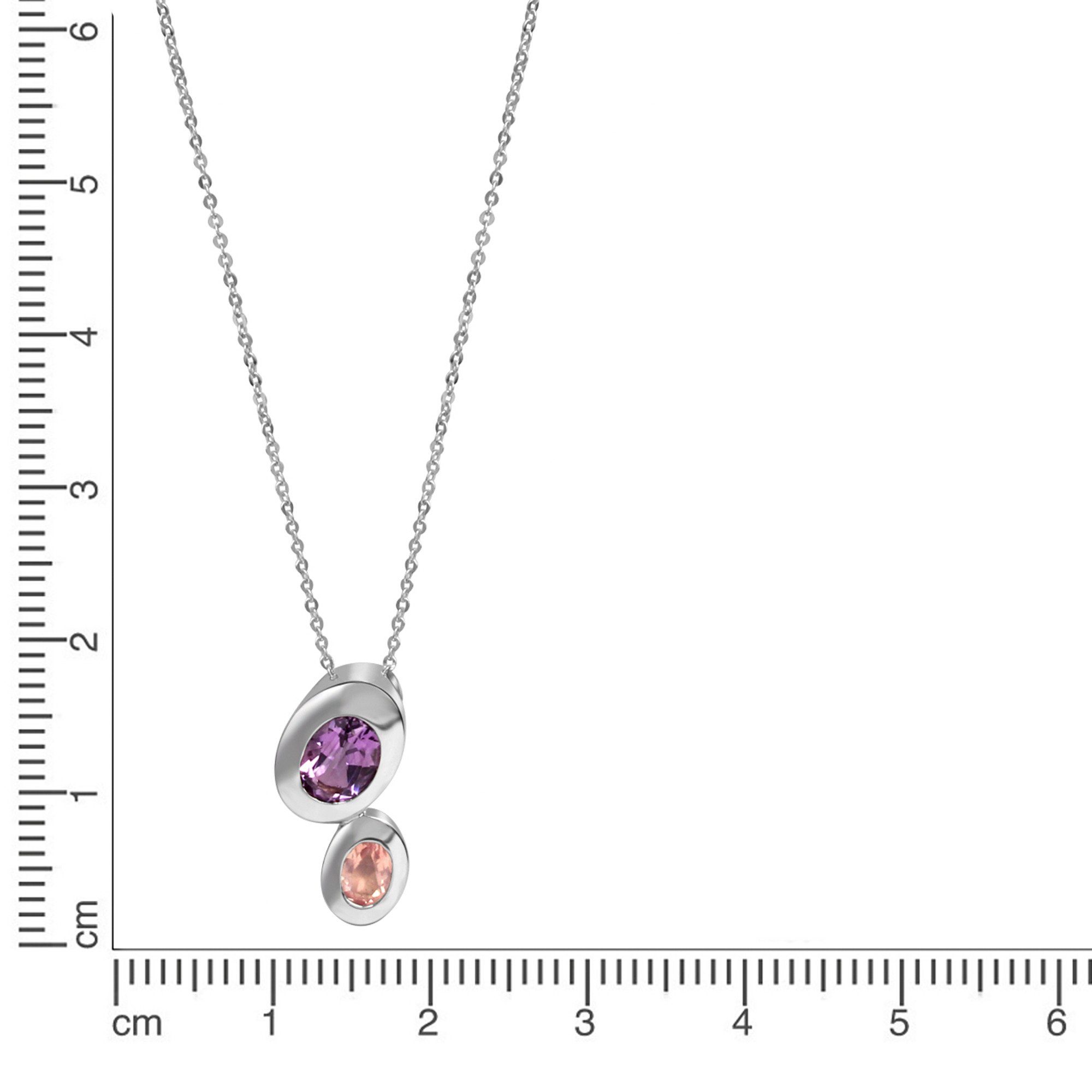 Anhänger Silber Rosenquarz + mit CELESTA Kette Amethyst 925