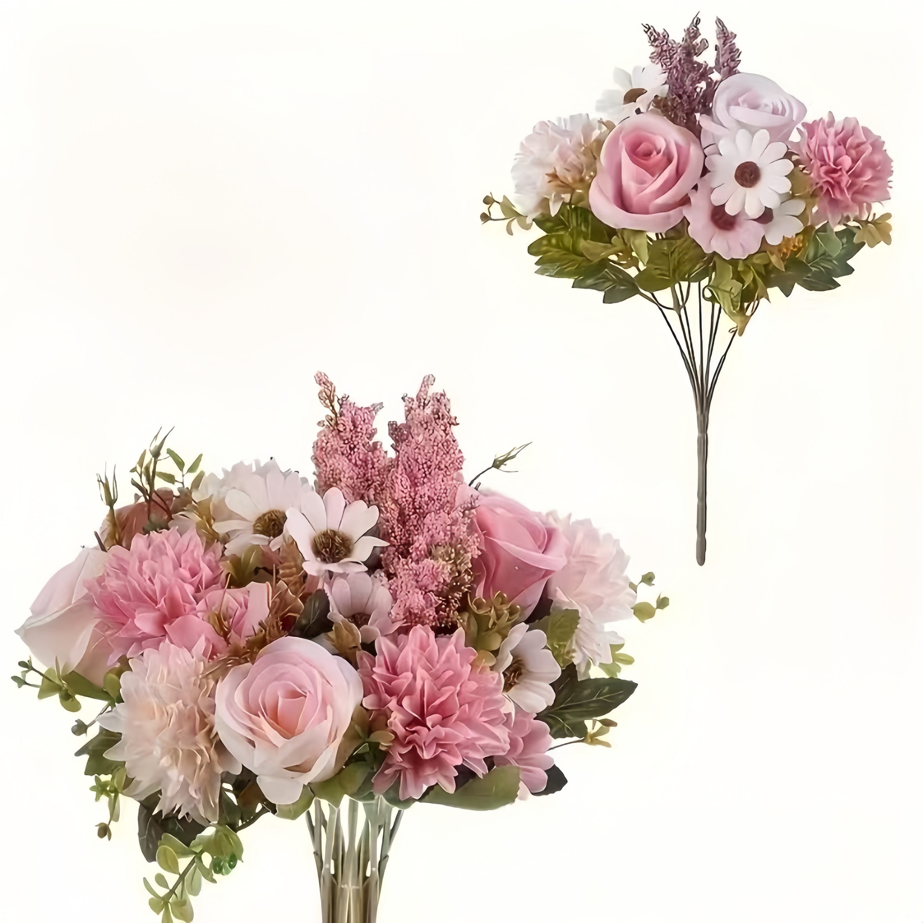 Kunstblumenstrauß Künstliche Rosenblumen 2er-Set – Seidenblumenstrauß für Dekoration, FOUORTUNATE-BEE, Perfekt für Hochzeit, Party oder Heimdekoration in Rosa – Bild 2 von 5