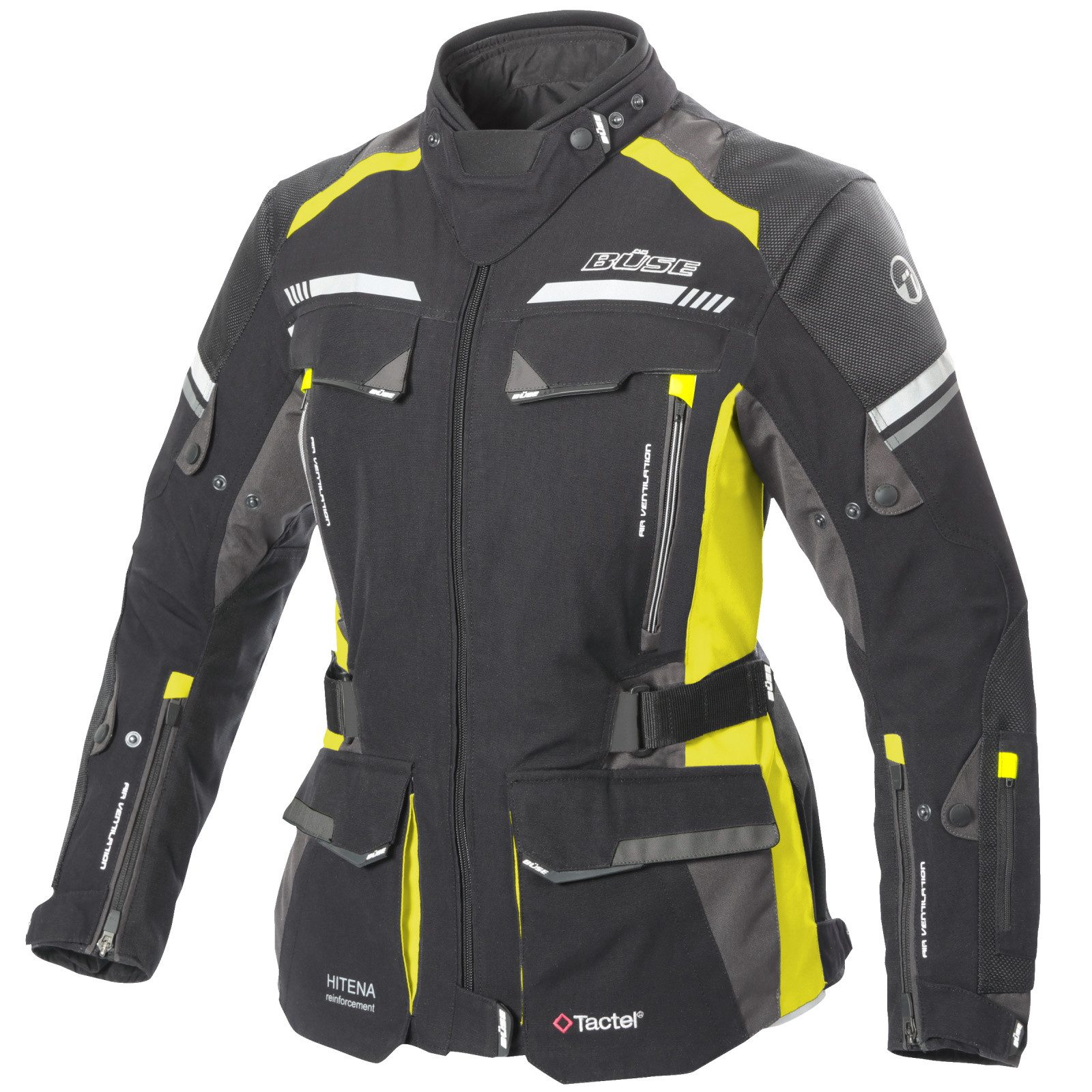 Büse Motorradjacke Büse Highland II Damen Jacke schwarz / gelb 36 atmungsaktiv