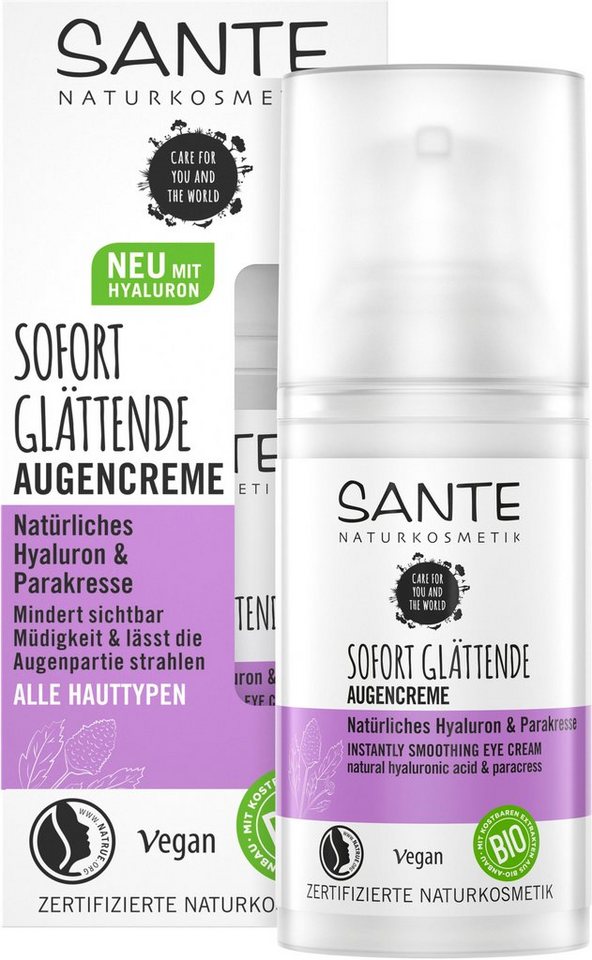 SANTE Augencreme Sofort Glättende Augencreme, Mindert Müdigkeitsanzeichen &  lässt die Augenpartie strahlen