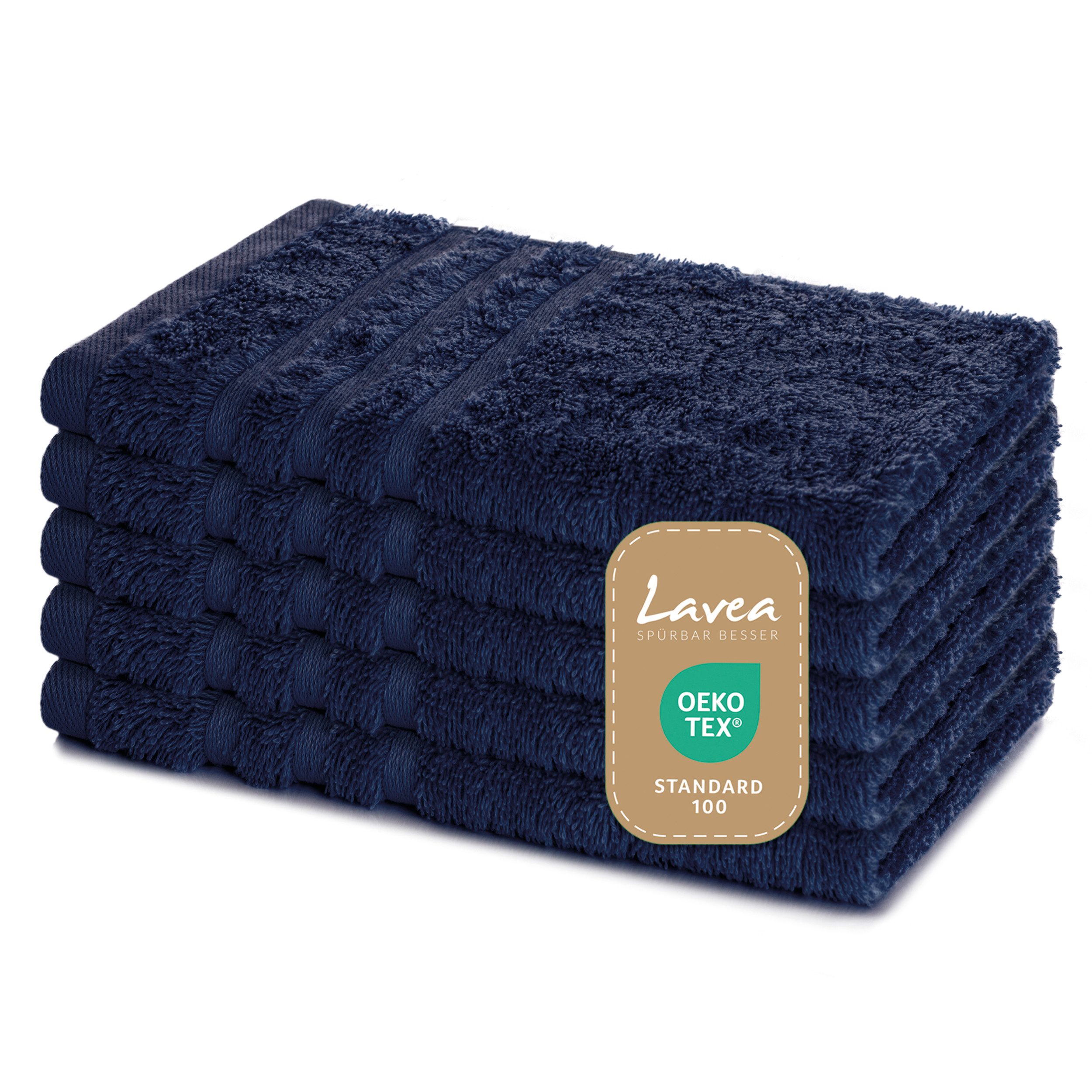 Lavea Gästehandtuch Elena-Frottierserie 30x50 cm, 100% Baumwolle (5er Set), 500 g/m² Frottier, weich & saugstark, pflegeleicht