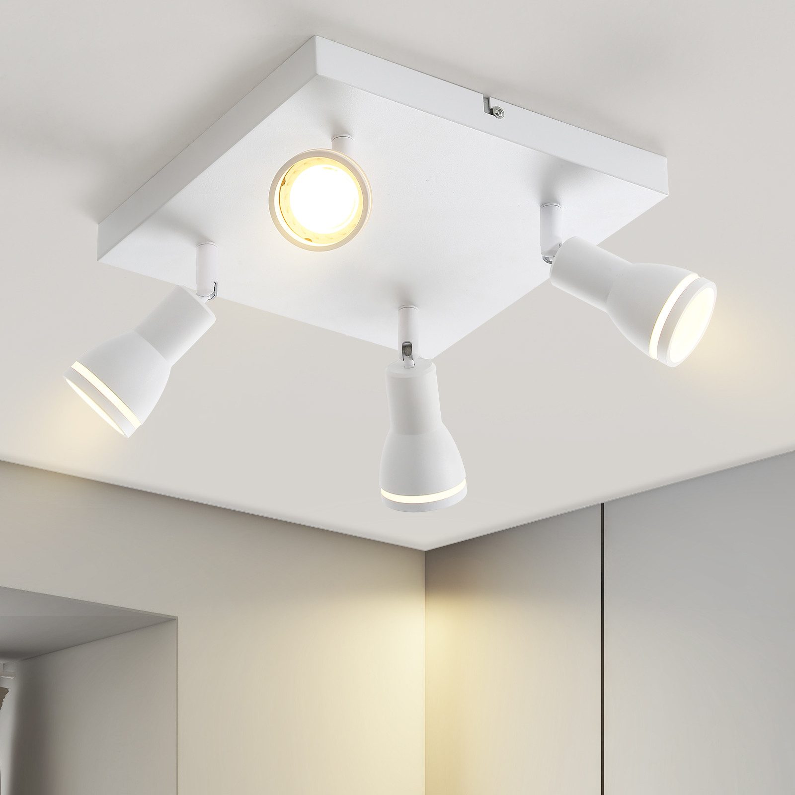 ZMH Deckenstrahler 4-Flammig Metall GU10 Deckenlampe Modern Spots für Esszimmer Büro, Einfache Installation, ohne Leuchtmittel