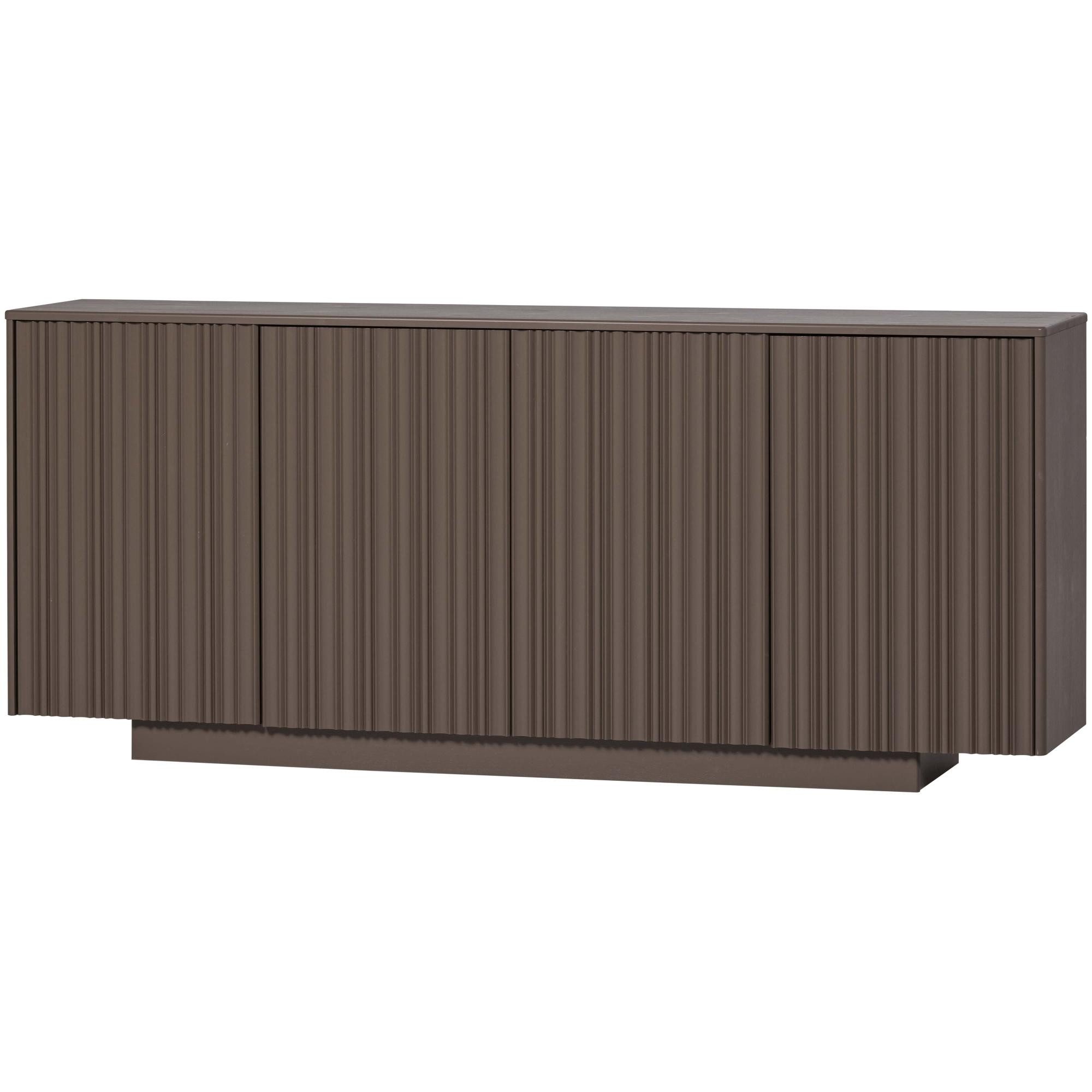 WOOOD Sideboard Nova Kiefer [FSC] Trüffle Braun – reliefierte Türen, 200cm, Großzügiges Sideboard mit grafisch reliefierten Türen