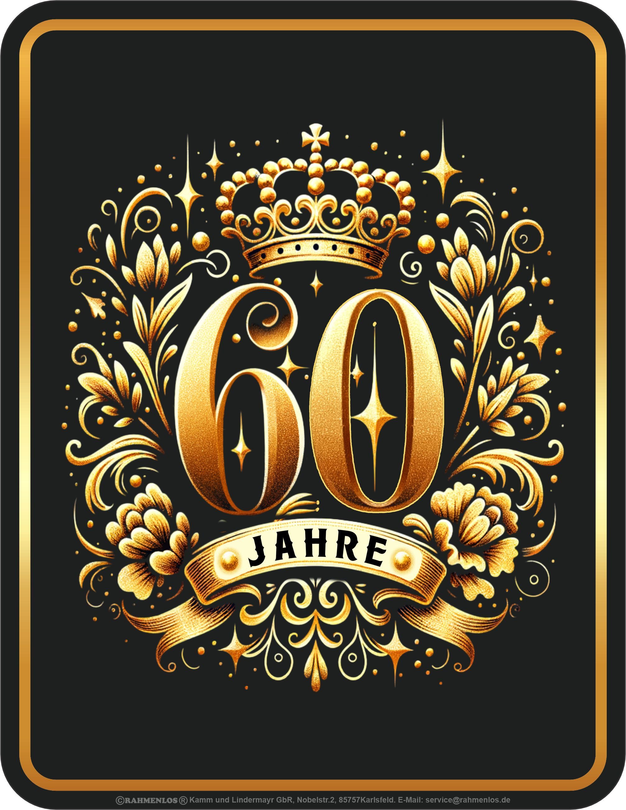 Metallschild Bedrucktes Blechschild - 60. Geburtstag