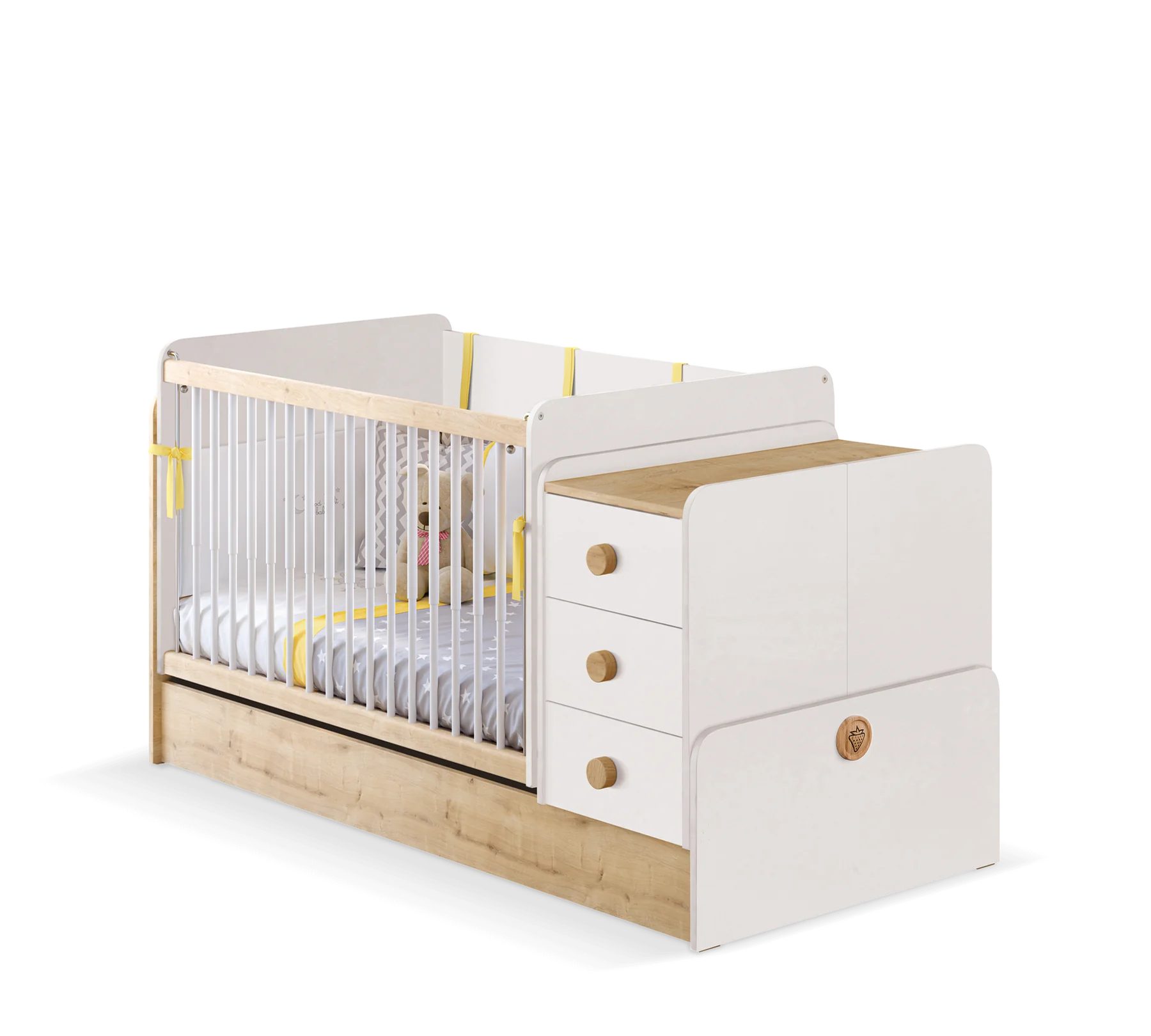 Babybett NATURA mit Schaukelfunktion, 70x115 - 70-160 cm