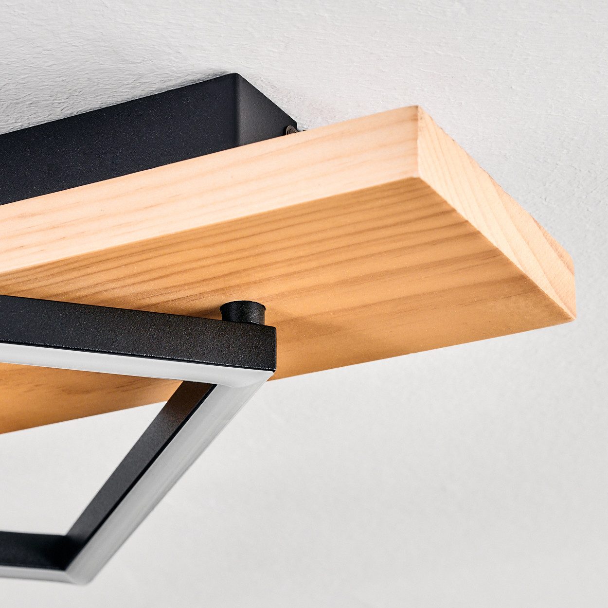 hofstein Deckenleuchte Deckenlampe aus Metall/Holz/Kunststoff in Naturfarben/Schwarz/Weiß, ohne Leuchtmittel, 3000 Kelvin, Leuchte im modernen Design, 56 Watt,  – Bild 5 von 5