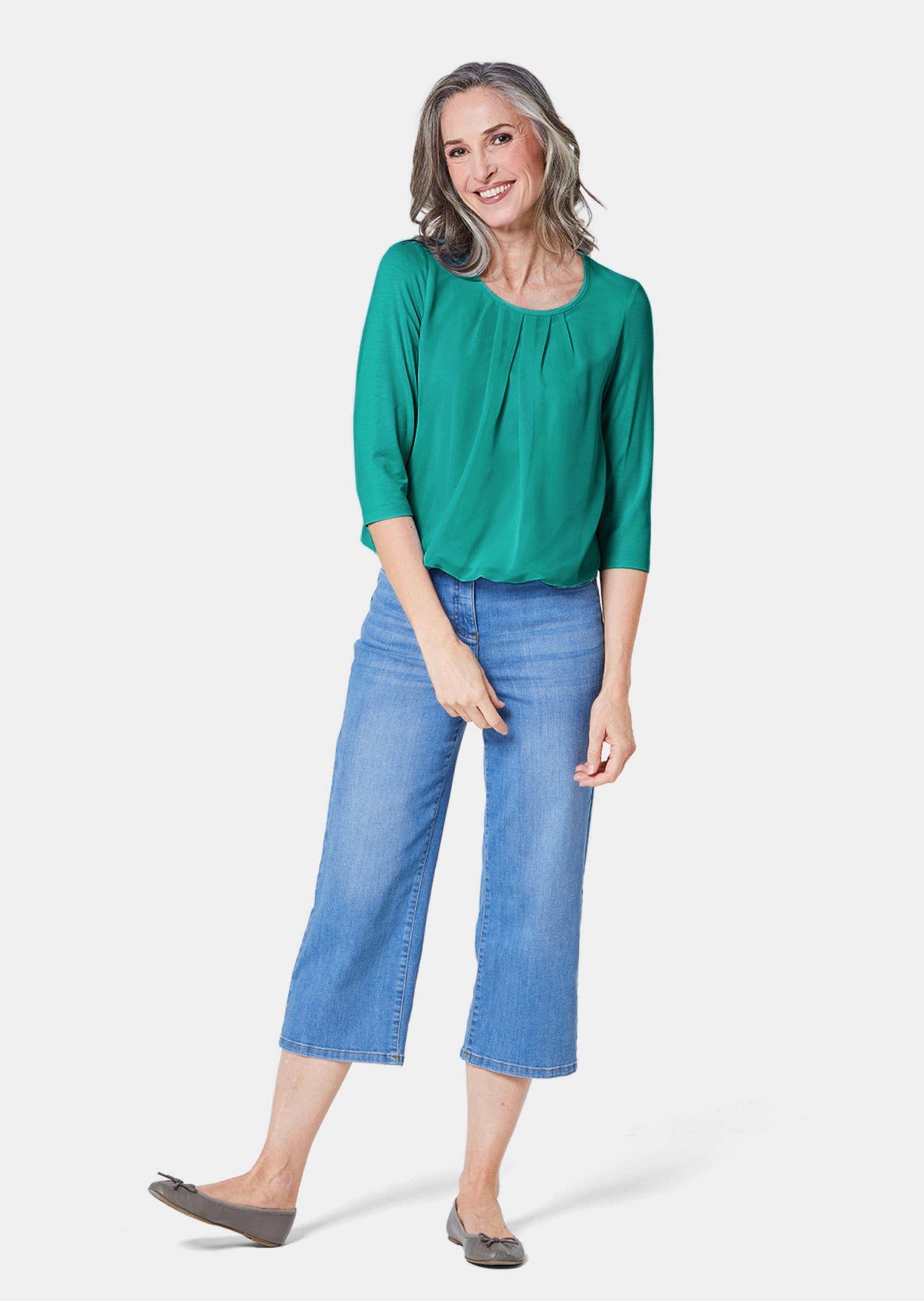 GOLDNER Shirtbluse Chiffon-Shirt mit 3/4-Arm, Rundhals Damen Sommerbluse, H günstig online kaufen