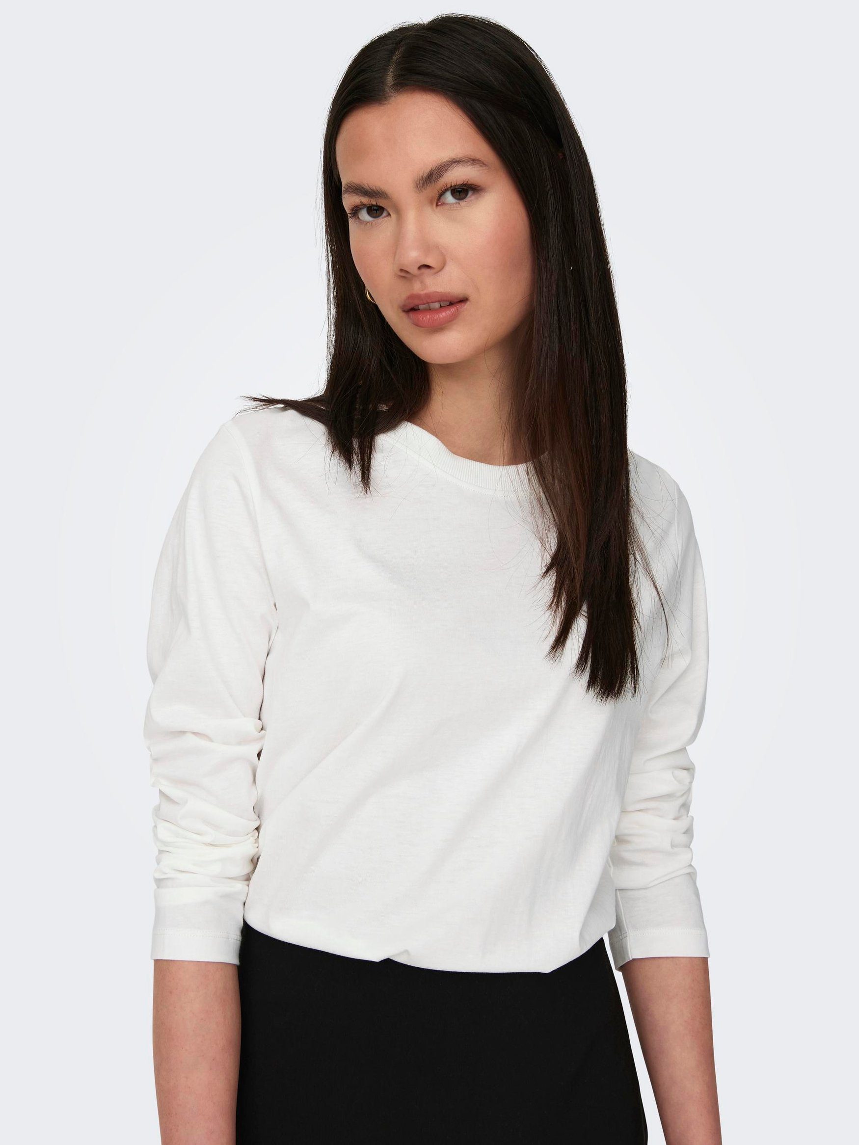 JACQUELINE de YONG T-Shirt 6804 in Shirt Langarm Dünner JDYPISA (1-tlg) Longsleeve Pullover Weiß