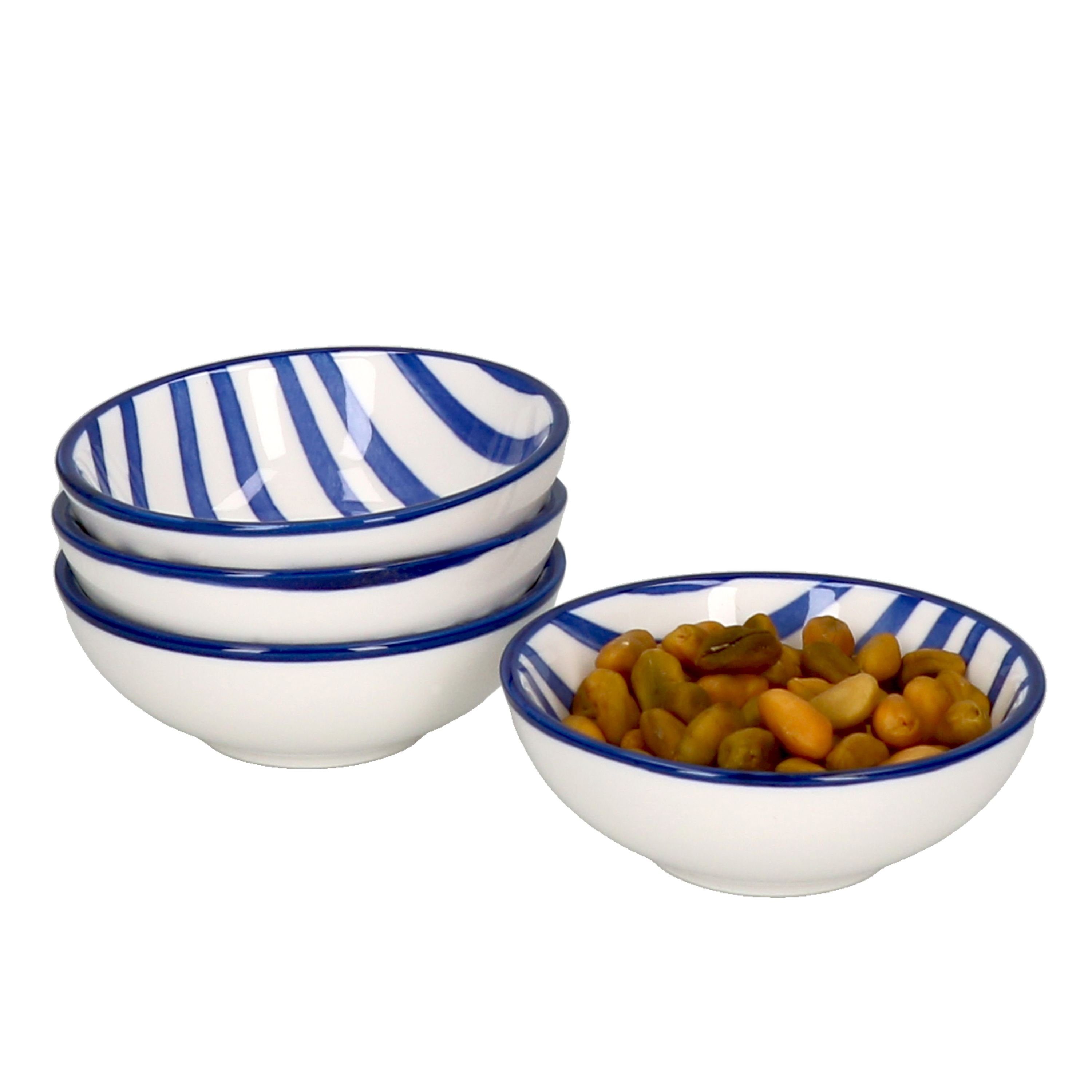 Ritzenhoff & Breker Servierschale 4er Set Schale flach 8cm Streifen Seaside - Ritzenhoff 270273, Porzellan
