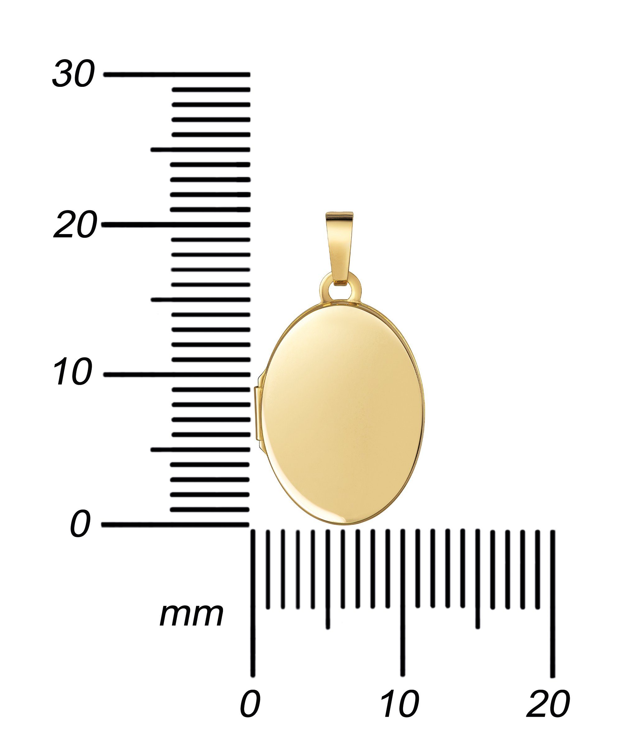 JEVELION Medallionanhänger Gold Anhänger Medaillon aufklappbar Anhänger zum Öffnen für 2 Bilder (Bild Amulett 333 Gold, für Damen und Mädchen), Mit Kette vergol – Bild 3 von 5