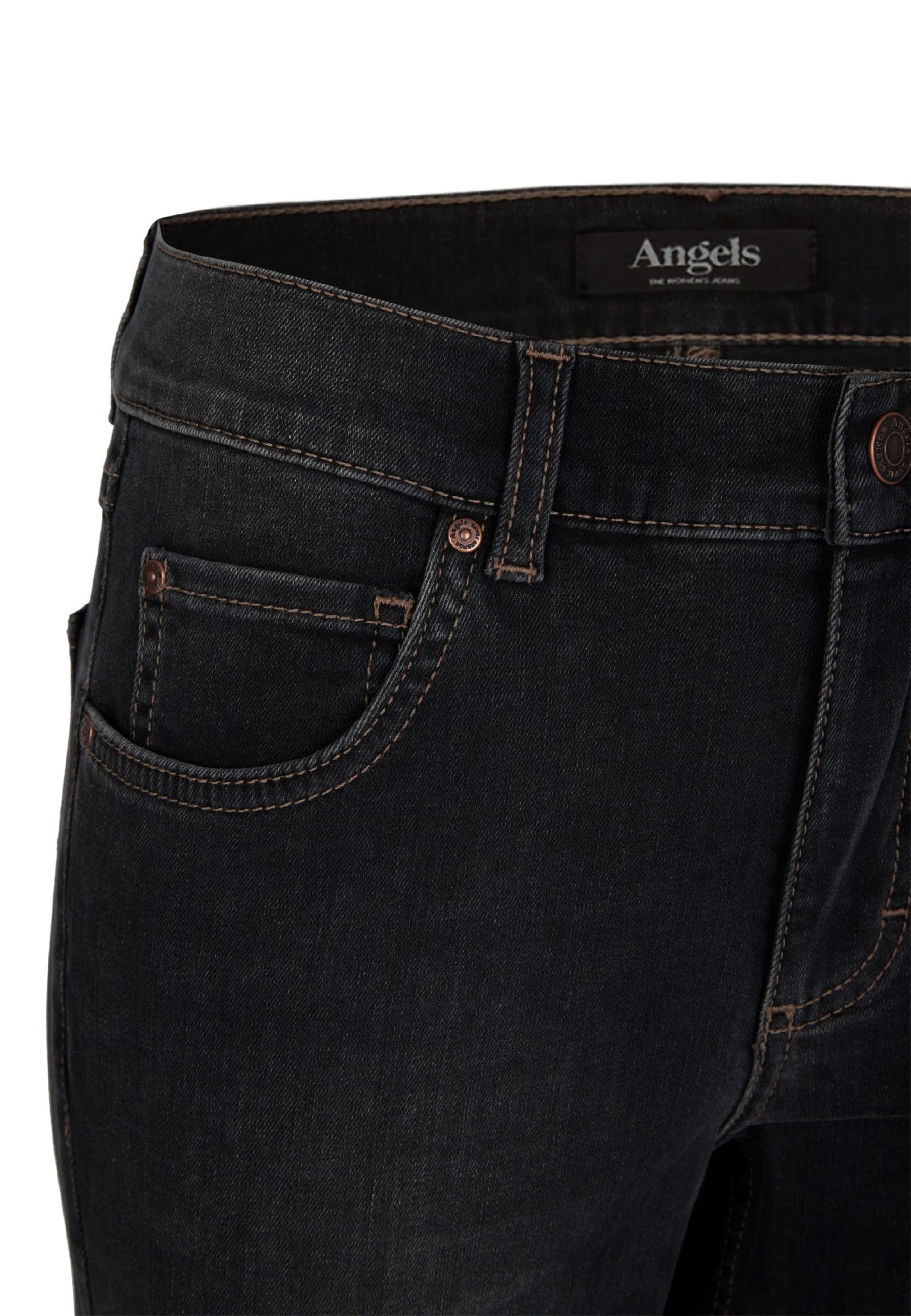 anthrazit Denim Jeans ANGELS authentischem Skinny Slim-fit-Jeans Label-Applikationen mit mit