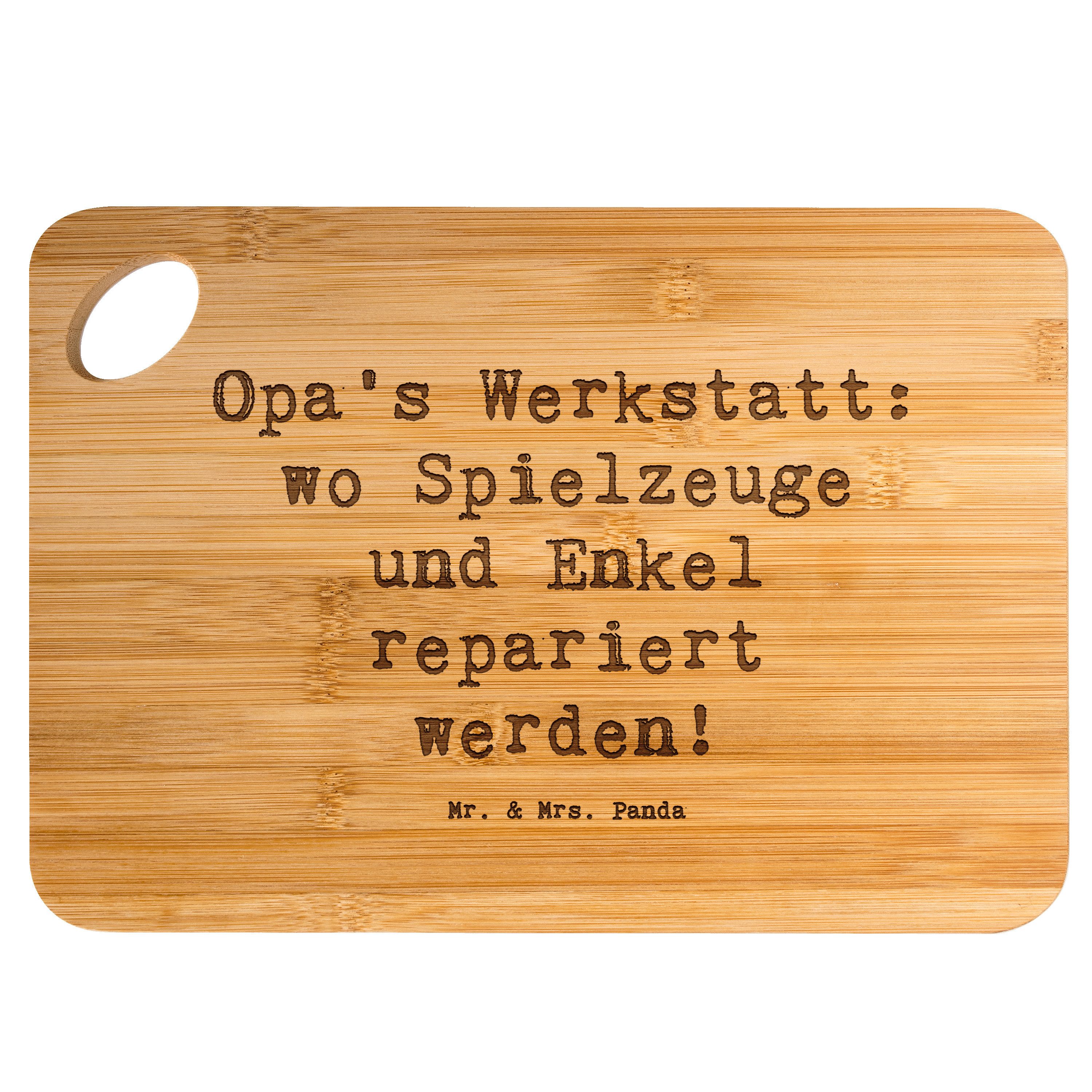 Mr. & Mrs. Panda Servierbrett Spruch Großeltern Werkstatt, Frühstücksbrett, Transparent, Frühstücks, Bambus, (Packung, Großeltern Familie Verwandte), anrichtebrett Großeltern küchenbrettchen