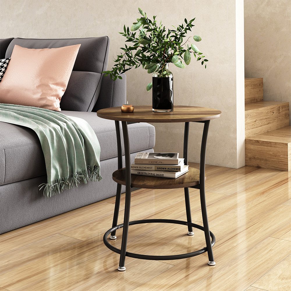 Vicco Couchtisch Quebec, Eiche rustikal, 50 x 50 cm mit Ablage günstig online kaufen