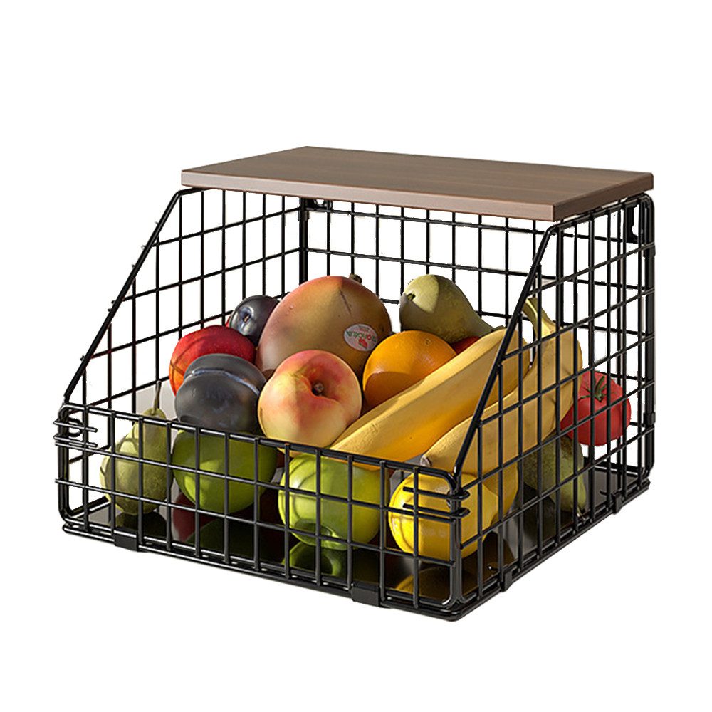 NUODWELL Obstschale Obstkorb Hängend, Obstschale Hängekorb Küche Mit Holzdeckel und Haken, (1-tlg)