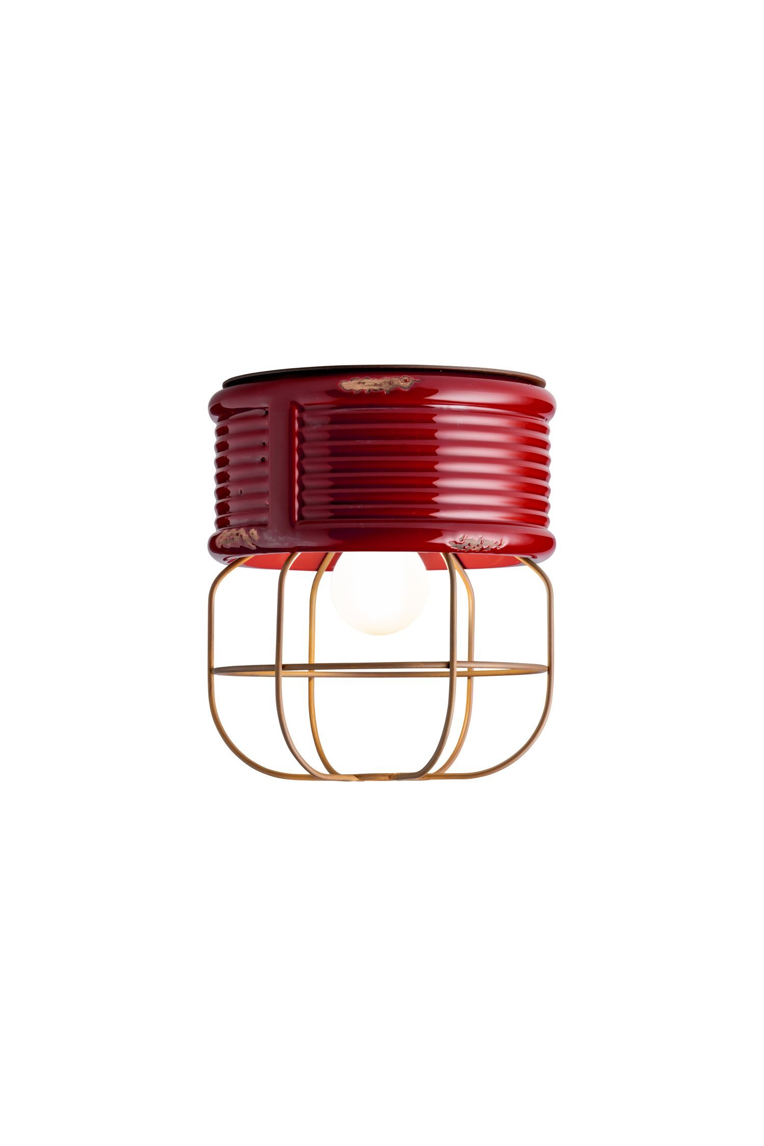 Licht-Erlebnisse Deckenleuchte PAOLO, ohne Leuchtmittel, Keramik E27 rund D: 21 cm Drahtschirm Bordeaux Shabby Antik