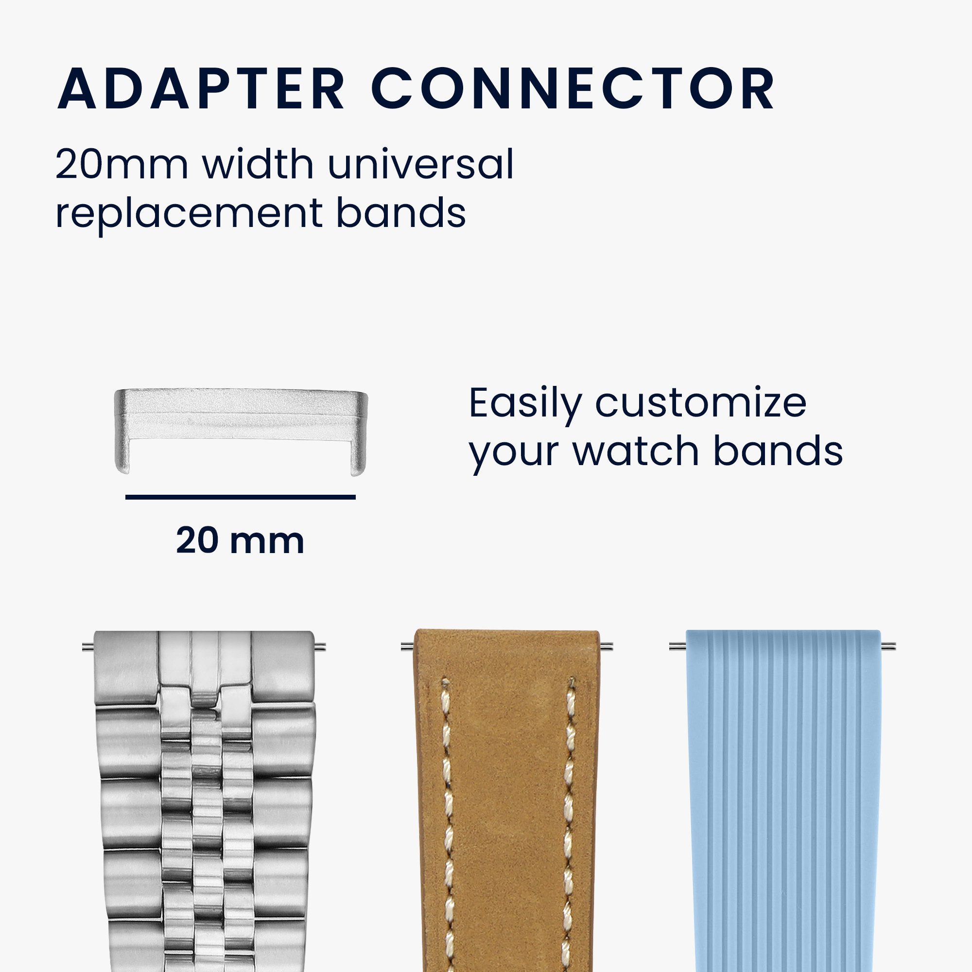 kwmobile Adapter mit 20mm Bandbreite Fitbit Versa 4 / Sense 2 / Versa 3 / Sense Smartwatch, 4-tlg., Uhrenarmband Smartwatch Armband Anschlussadapter Set aus Metall