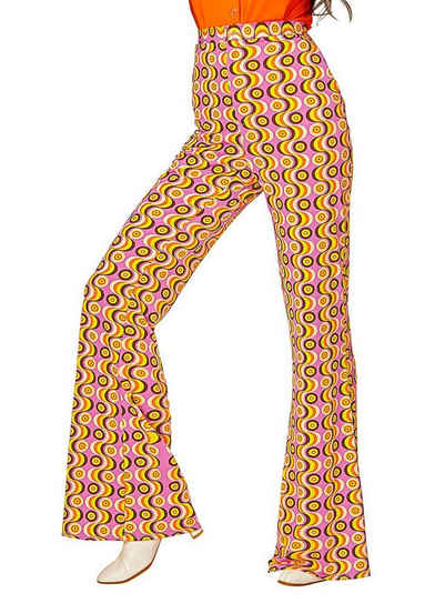 Widdmann Kostüm 70er Damenhose Swing, Für Schlager- und Mottopartys: bunte Schlaghose für Frauen im Stil d