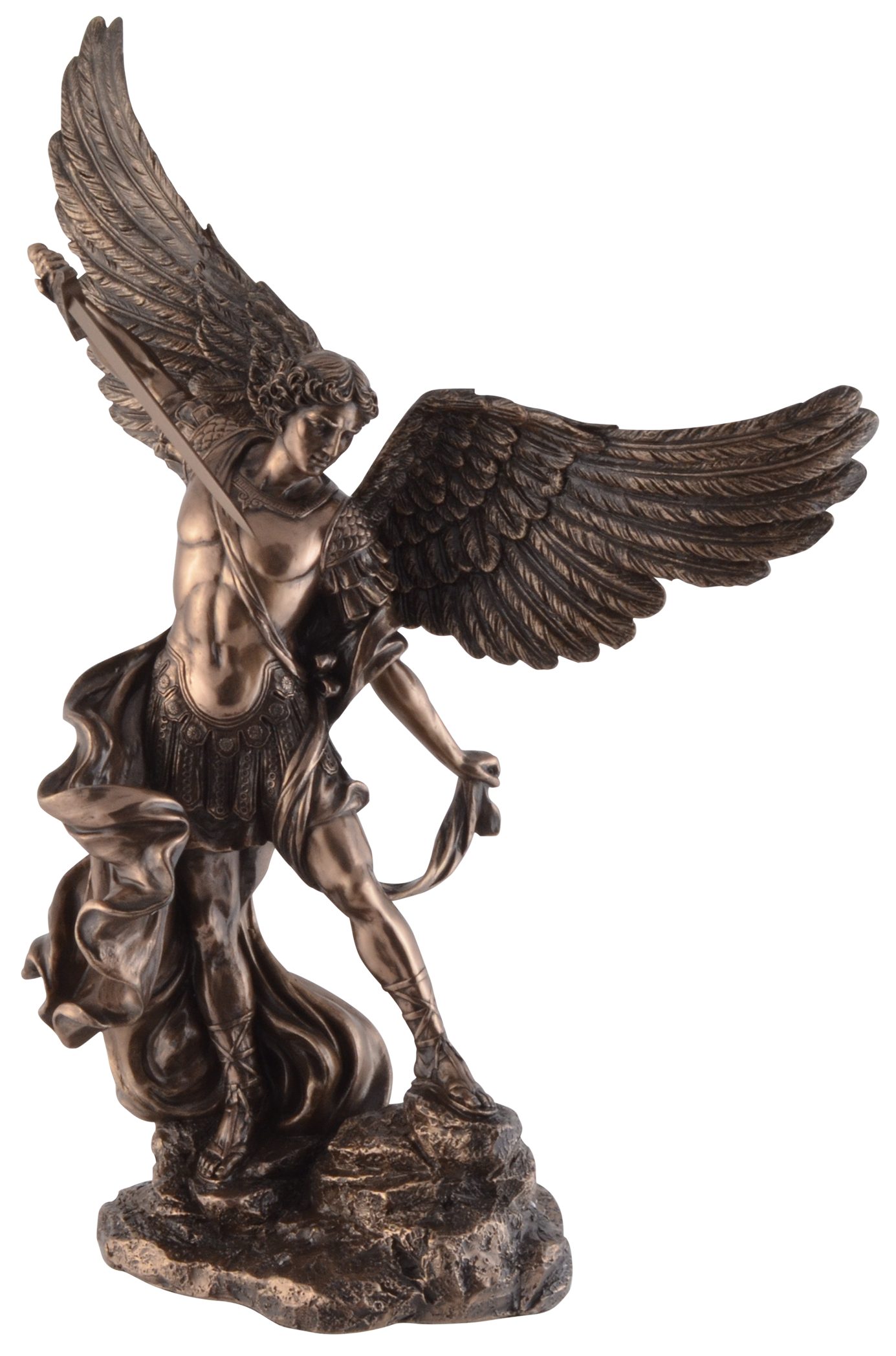 Vogler direct Gmbh Dekofigur Erzengel heiliger Michael kämpft mit Schwert - bronziert by Veronese, Kunststein, bronziert, Veronese, Größe: L/B/H ca. 24x13x38 cm