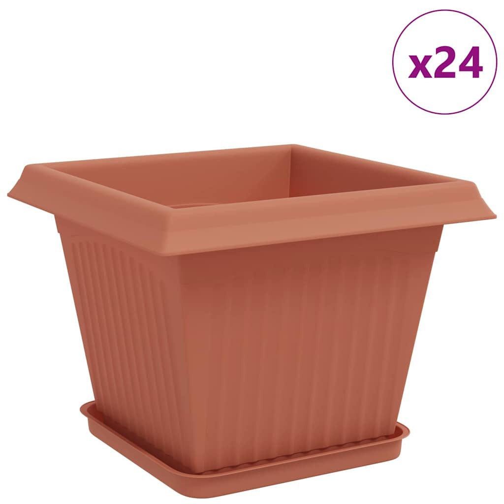 vidaXL Blumentopf Blumentöpfe 24 pcs Ziegelrot 28,5 x 28,5 x 22 cm Kunststoff (24 St)