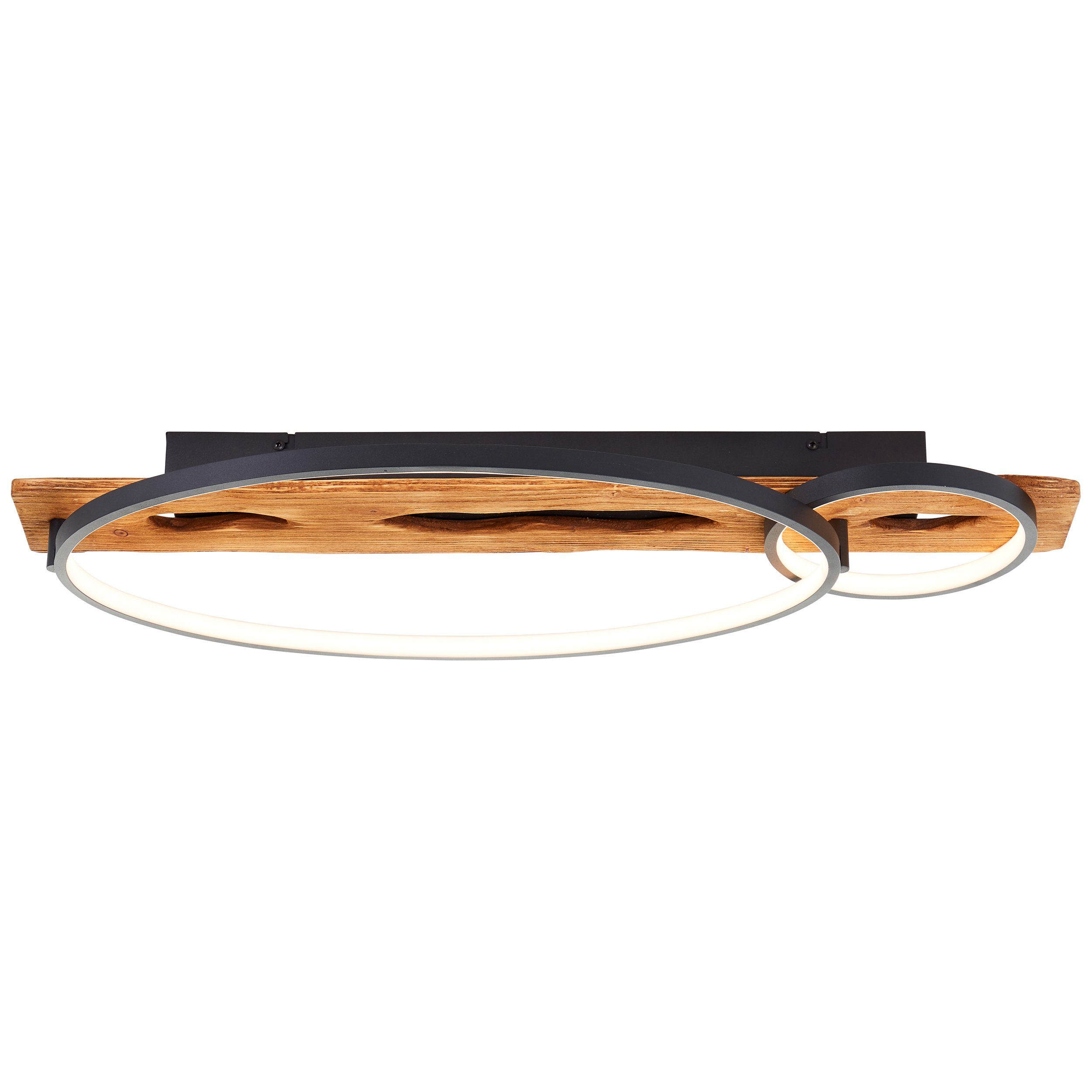 Brilliant LED Deckenleuchte Pirus, Dimmfunktion, LED fest integriert, Warmweiß, 70 x 30 cm, 3300 lm, 3000 K, dimmbar, schwarz/holz