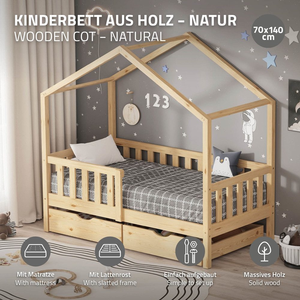 ML-DESIGN Spielbett Hausbett Kinderbett inkl. 2 günstig online kaufen