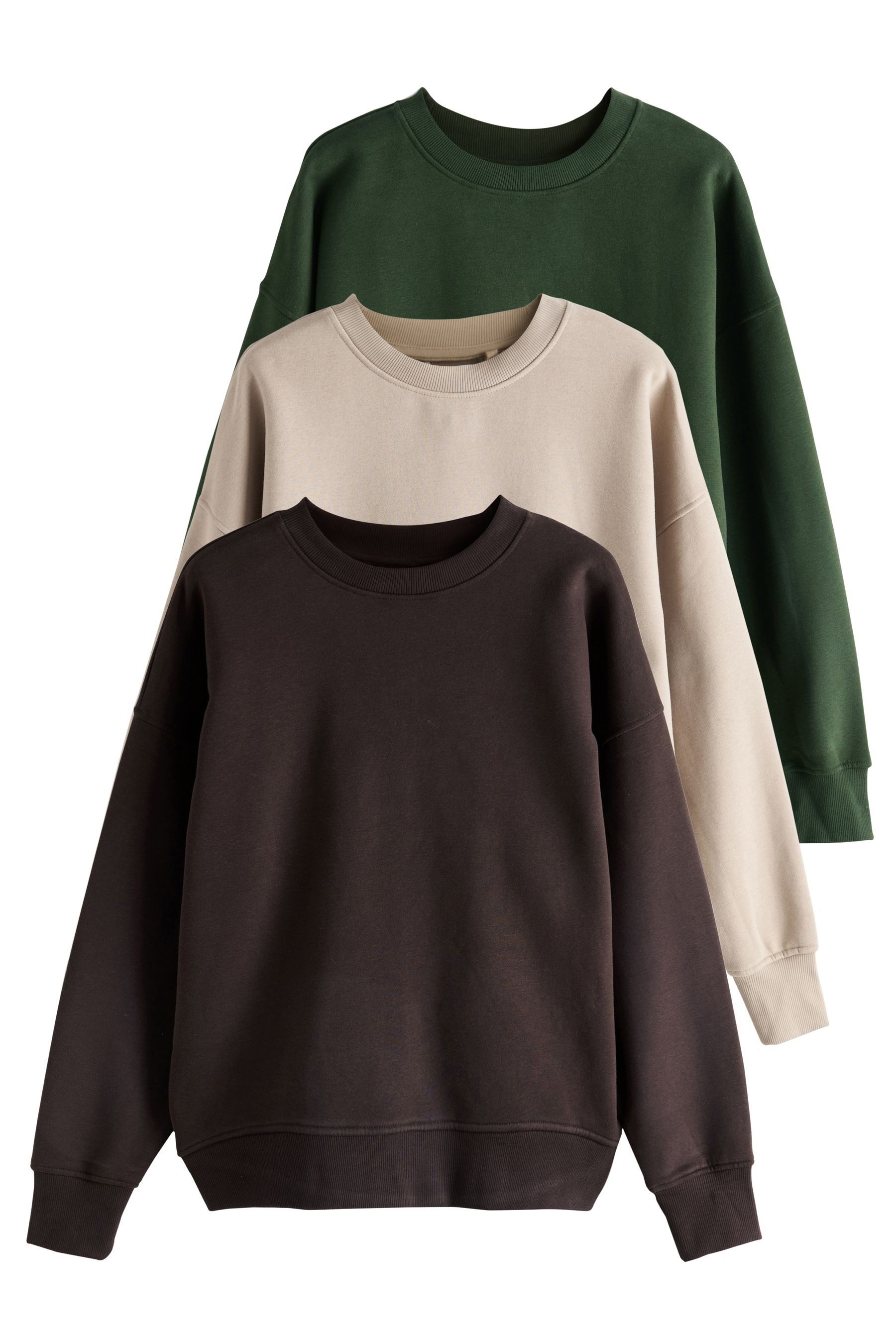 Next Sweater Geripptes Sweatshirt mit angerauter Rückseite (3-tlg) günstig online kaufen