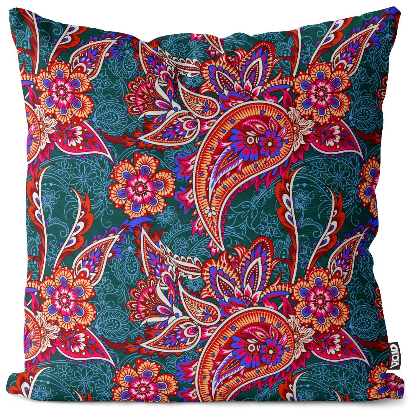 Blumen-Muster (1 Safari Ornament VOID Sofa-Kissen Stück), Indien Kissenbezug, Afri grafisch orientalisch floral indisch Asien Orient traditionell Ur-Wald Paisley Dschungel