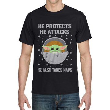 Heroes Inc T-Shirt He Protects He Attacks - Star Wars The Mandalorian