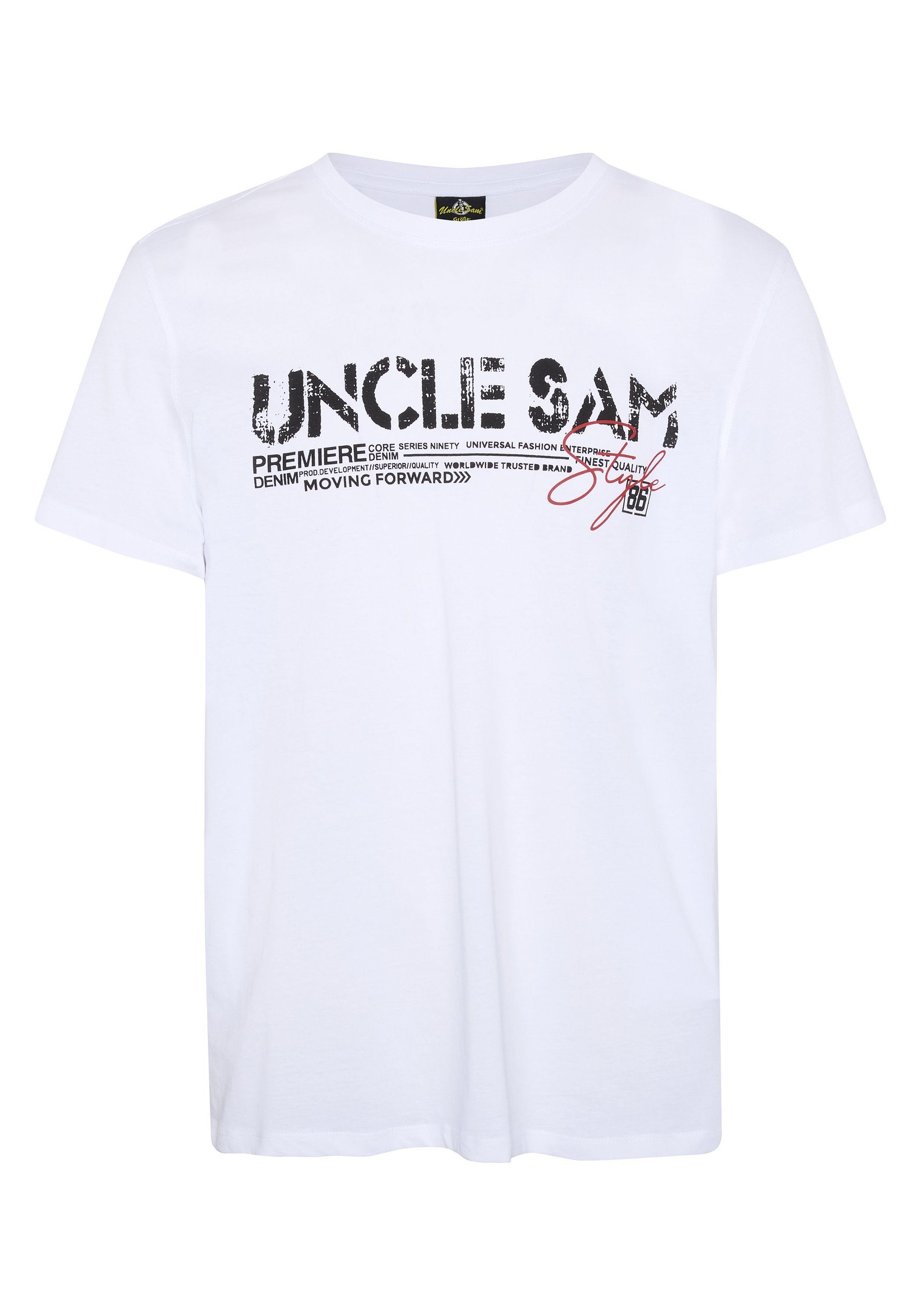 Uncle Sam Print-Shirt in relaxter Passform 11-0601 Bright White