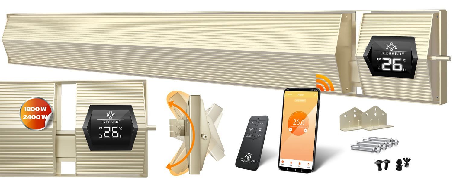 KESSER Heizstrahler, 2400 W, Dunkelheizstrahler mit Fernbedienung & WiFi AP günstig online kaufen