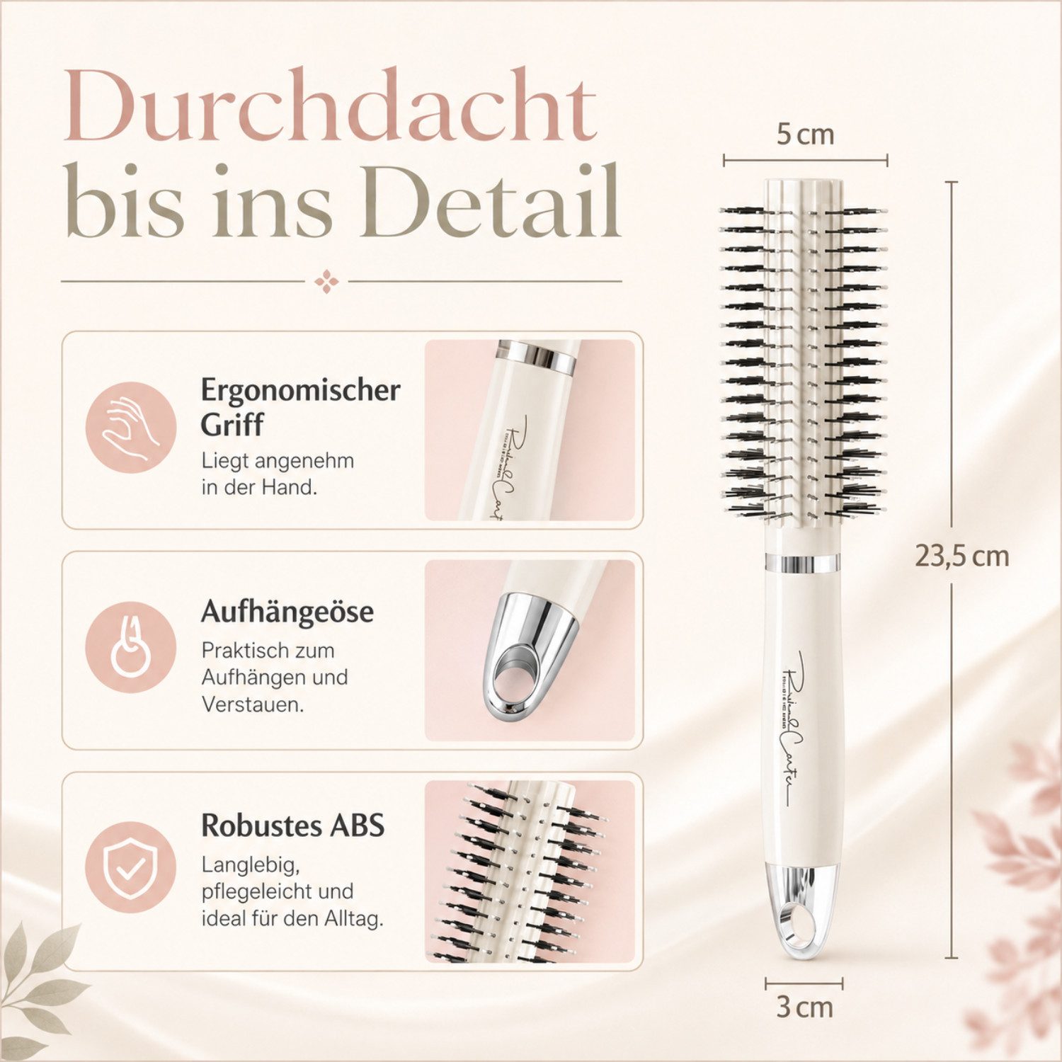 Fyrove Haarkamm Lockenbürste Rundbürste für Damen, (Massagebürste mit abgerundeten Pins, Stylingbürste für Locken, Wellen & glattes)