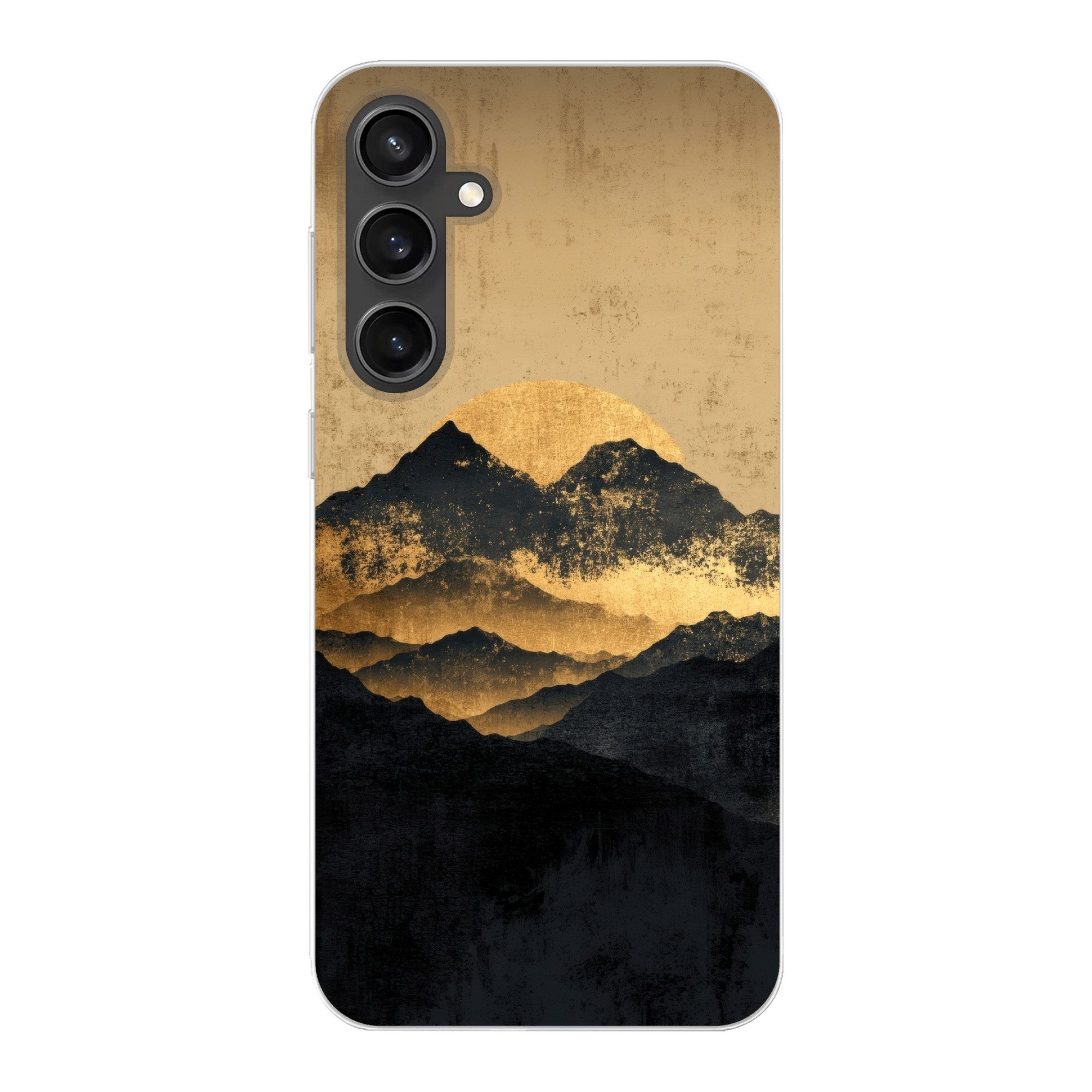 MuchoWow Handyhülle für Samsung Galaxy S23 FE Goldene Berge bei Mondschein