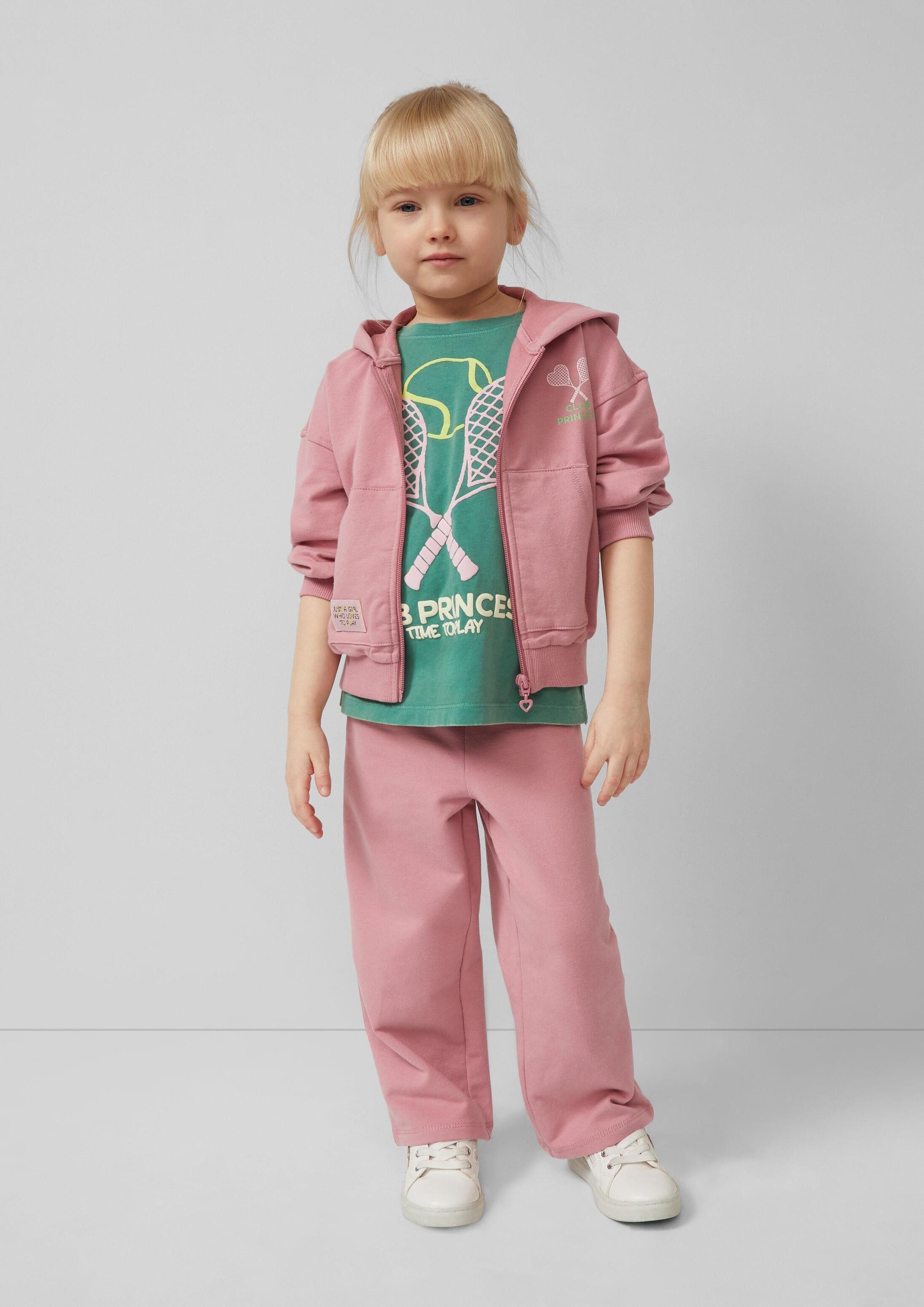 s.Oliver Sweatjacke Sweatshirt Jacke Oversized Kapuzen-Sweatjacke mit Front- und Rückenprint
