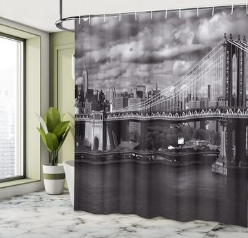 Abakuhaus Duschvorhang Moderner Digitaldruck mit 12 Haken auf Stoff Wasser Resistent Breite 175 cm, Höhe 180 cm, New York NYC in Schwarz und Weiß