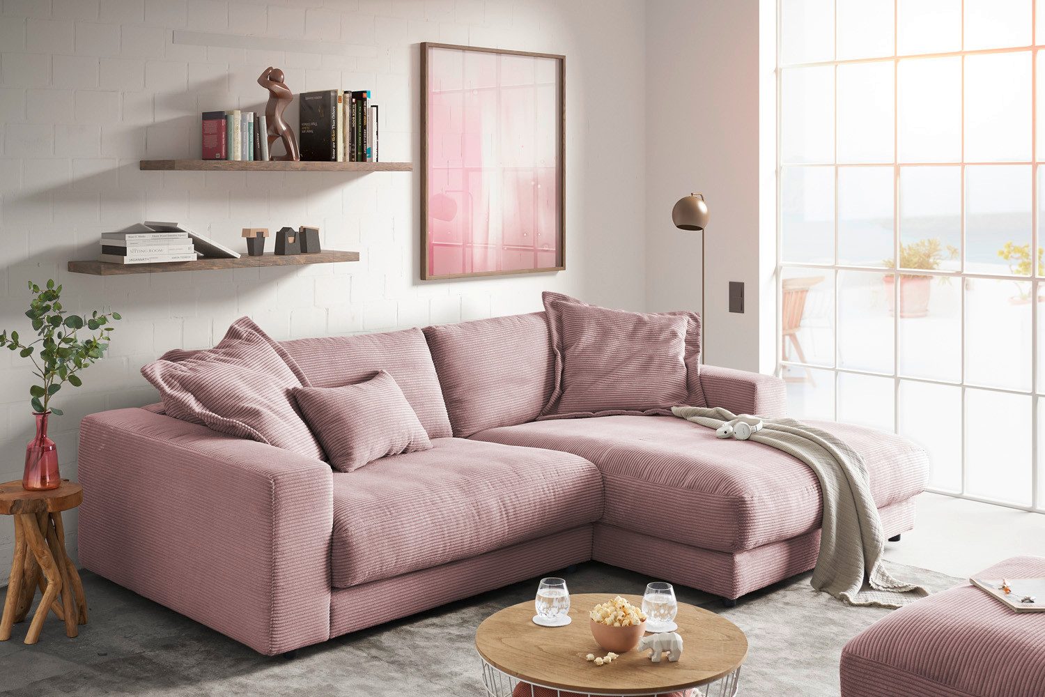 KAWOLA Ecksofa MADELINE, Sofa Cord Longchair günstig online kaufen