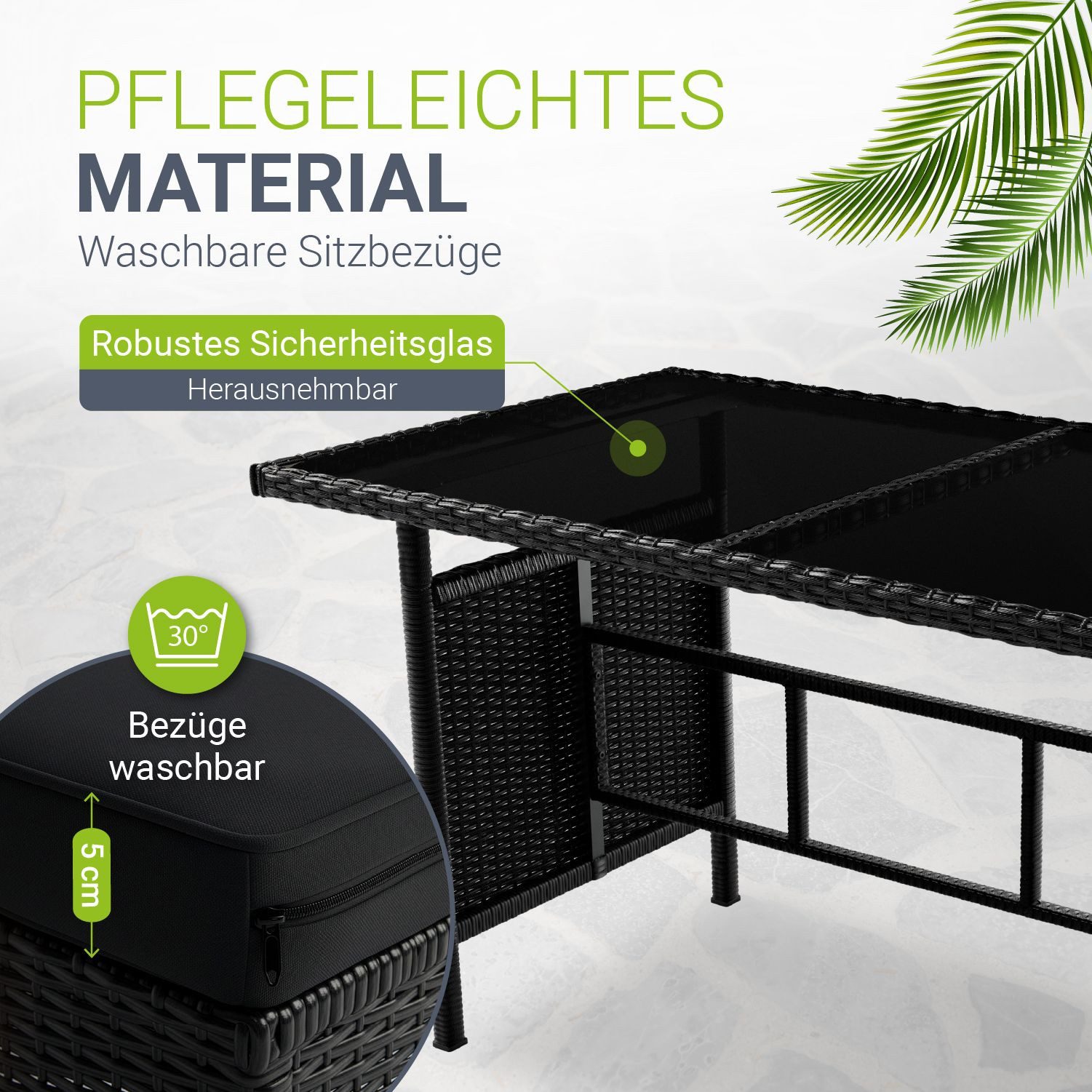 Juskys Gartenlounge-Set Manacor, (Gartenlounge), Polyrattan Gartenmöbel-Set mit Garten-Sofa, Garten-Tisch und 2 Hocker