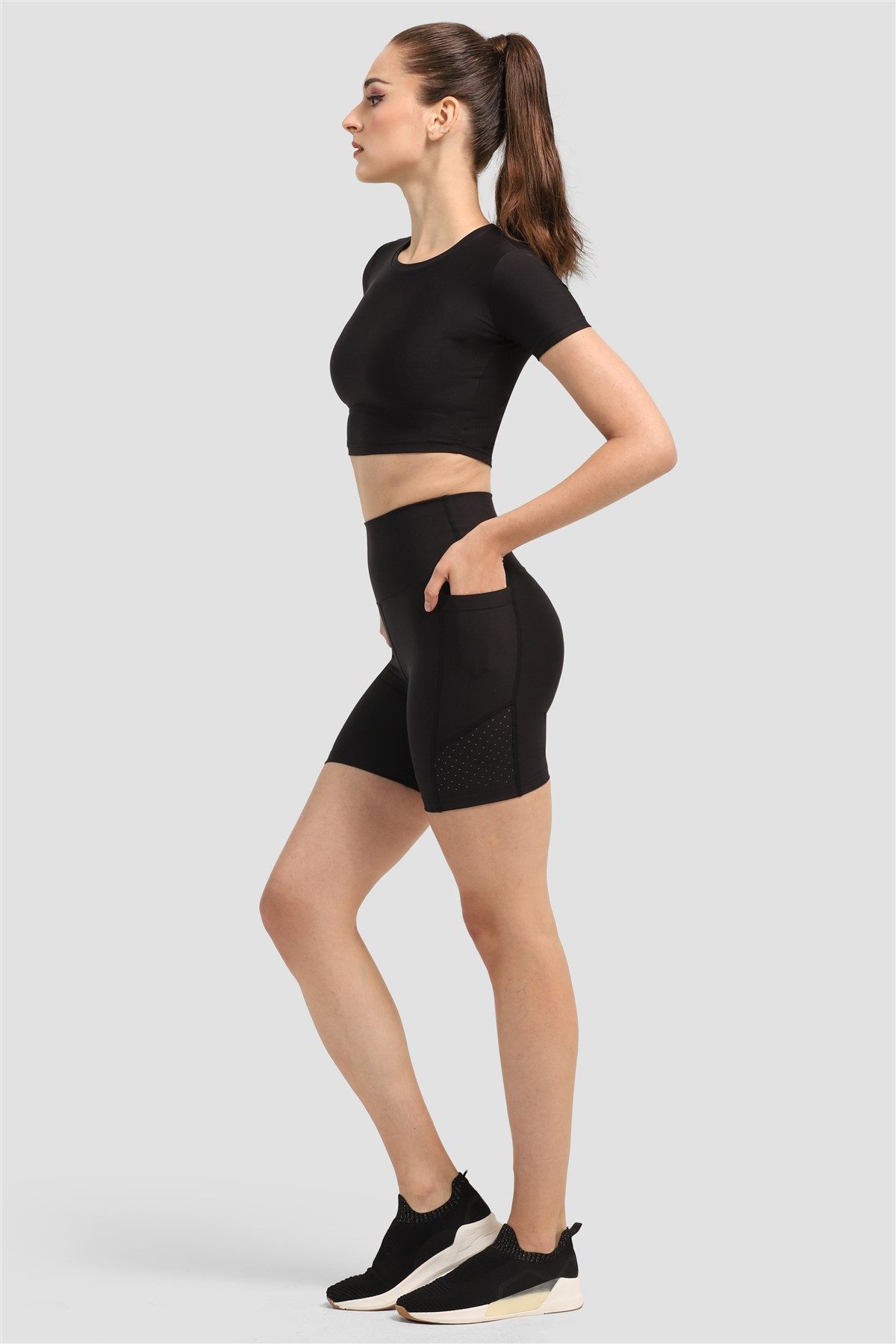 Superstacy Radlerhose Laser-Cut Kurze Leggings mit Tasche
