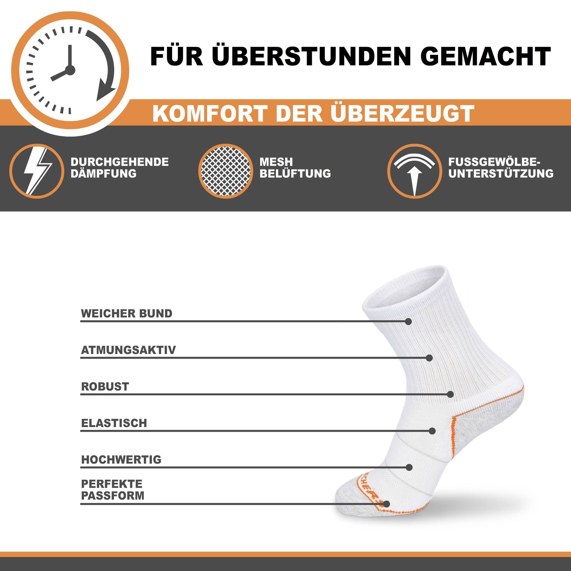 Skechers Arbeitssocken Socken Herren Damen 39-42 Multi Pack mit Mesh Belüftungstechnologie (3er, 6er und 12er Pack) Robustes Material und bequemer Tragekomfort - Fußgewölbe-Unterstützung