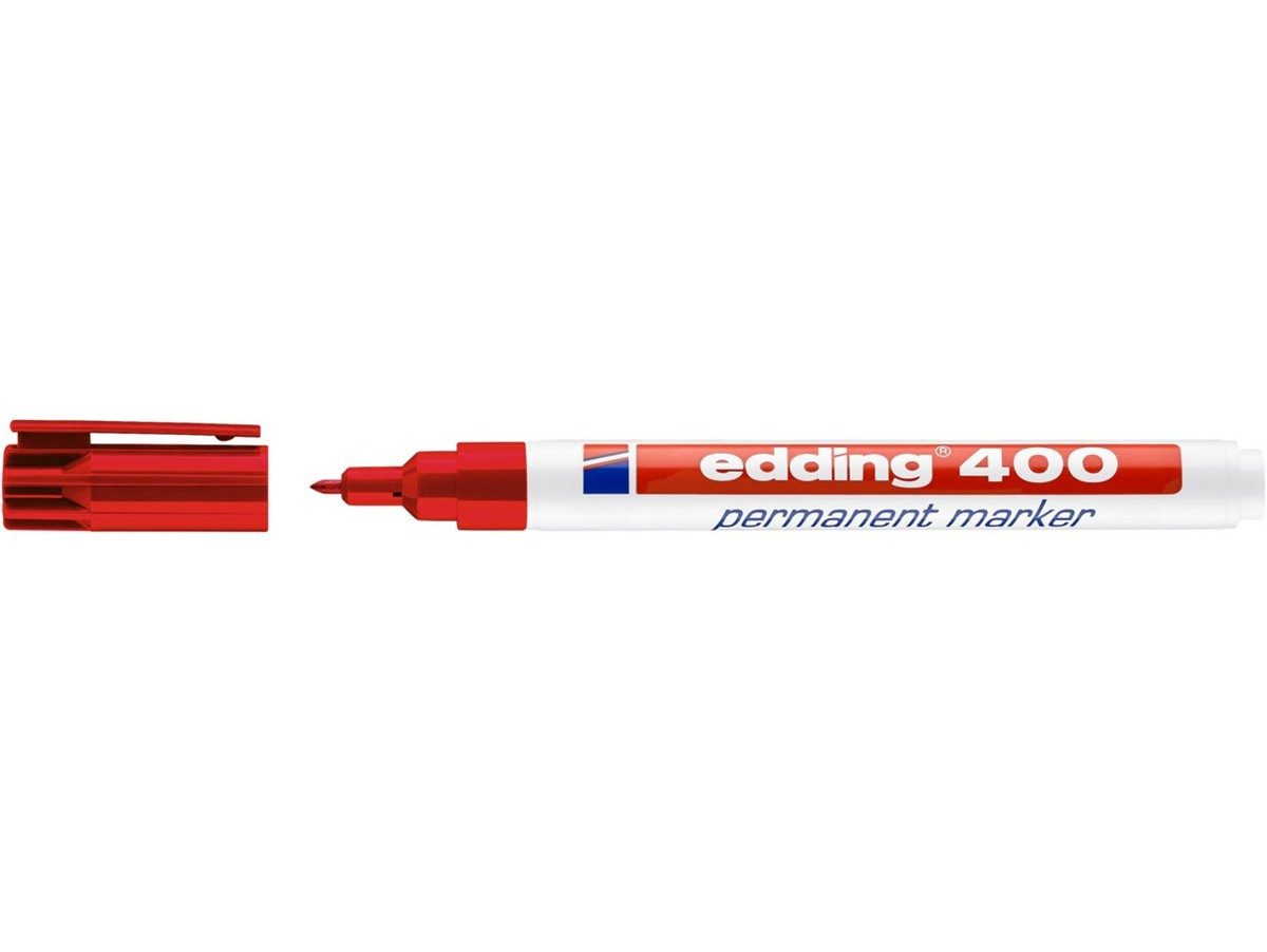 edding Permanentmarker Permanentmarker 400 Rundspitze 1 mm Rot, nachfüllbar wisch und wasserfest