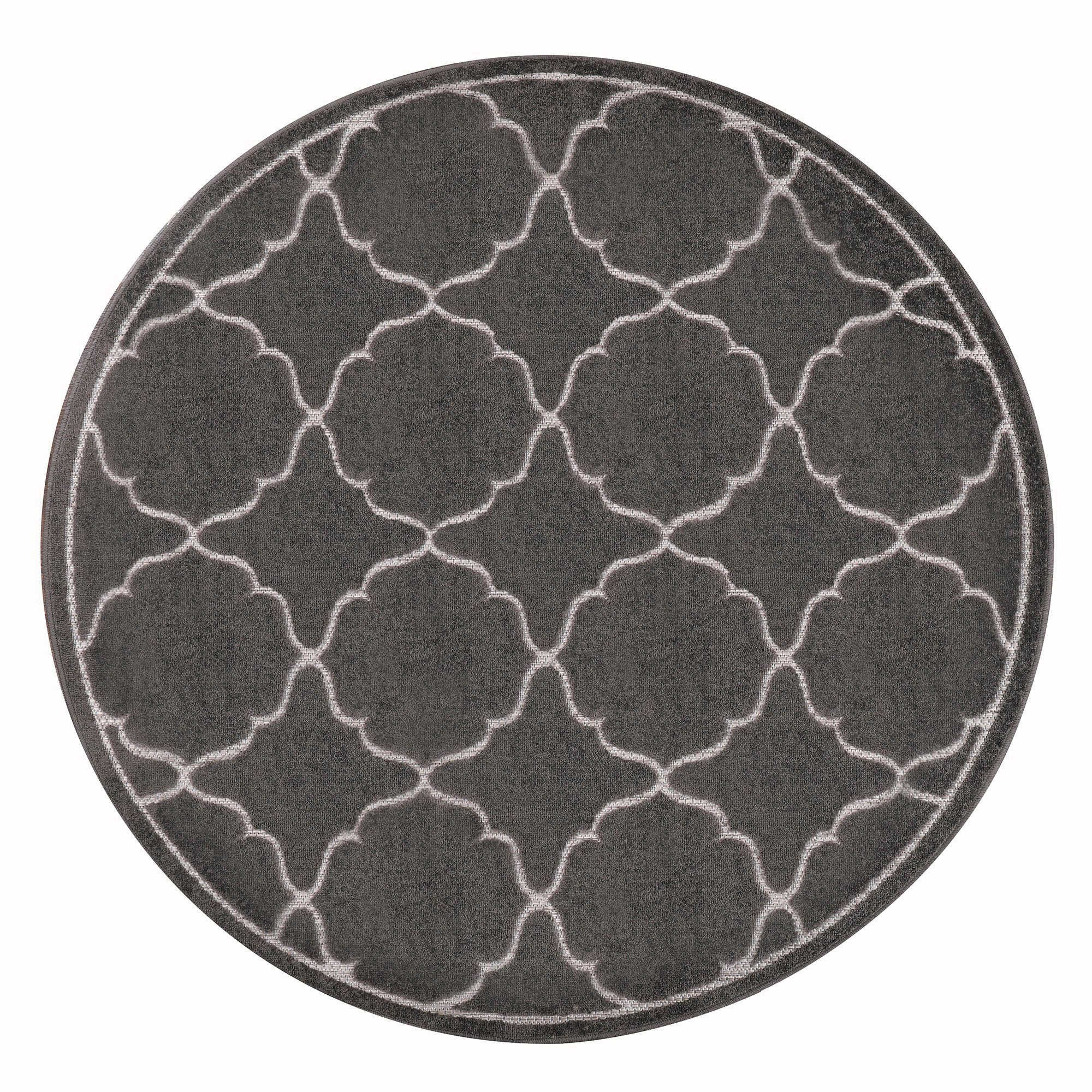 Teppich Berlin, Sanat, rund, Höhe: 6 mm, In -und Outdoor geeignet, robust und pflegeleicht grau | Kurzflor-Teppiche