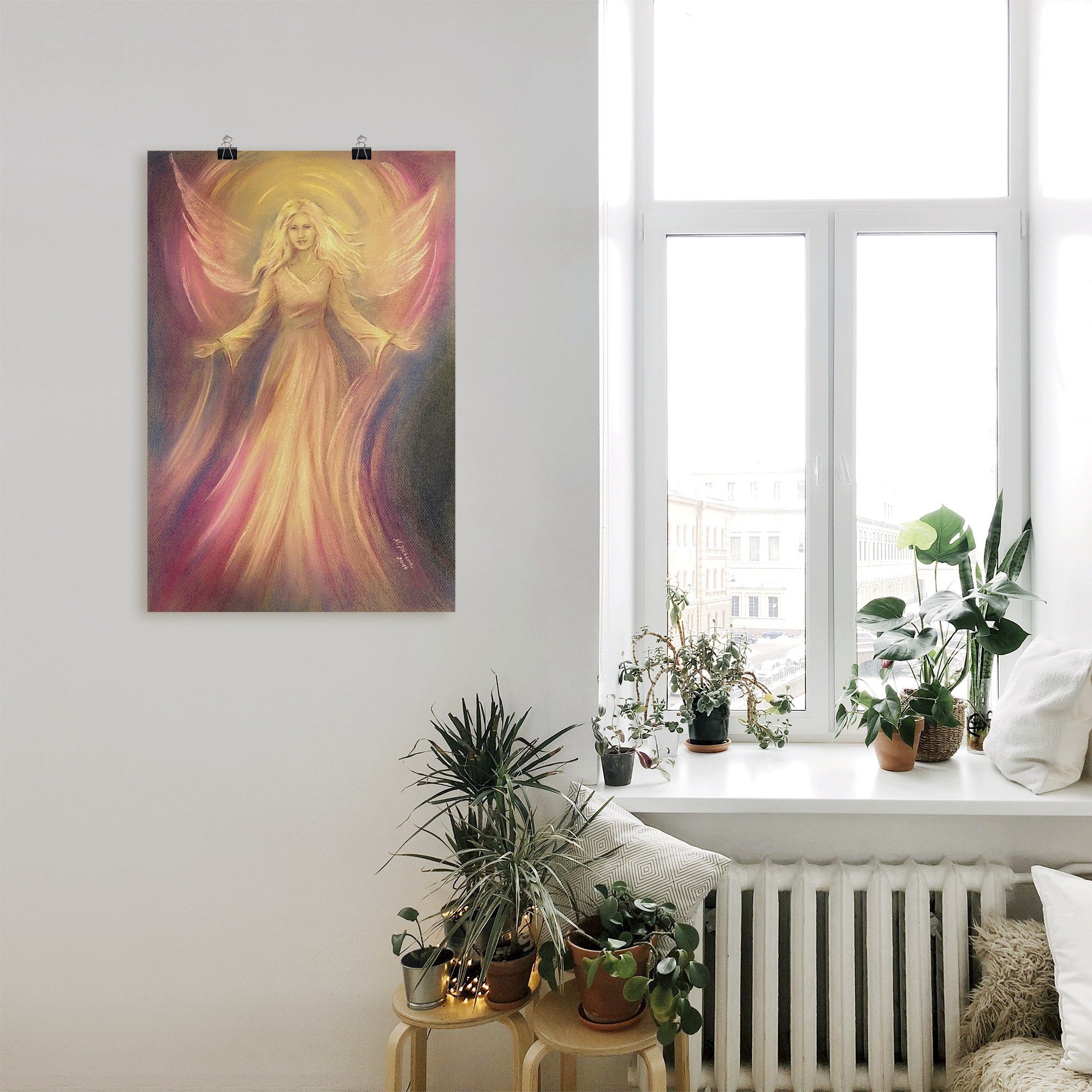 Artland Wandbild Leinwandbild, oder Poster Alubild, in (1 Licht Spirituelle Religion Malerei, Größen - Engel St), Wandaufkleber versch. als Liebe