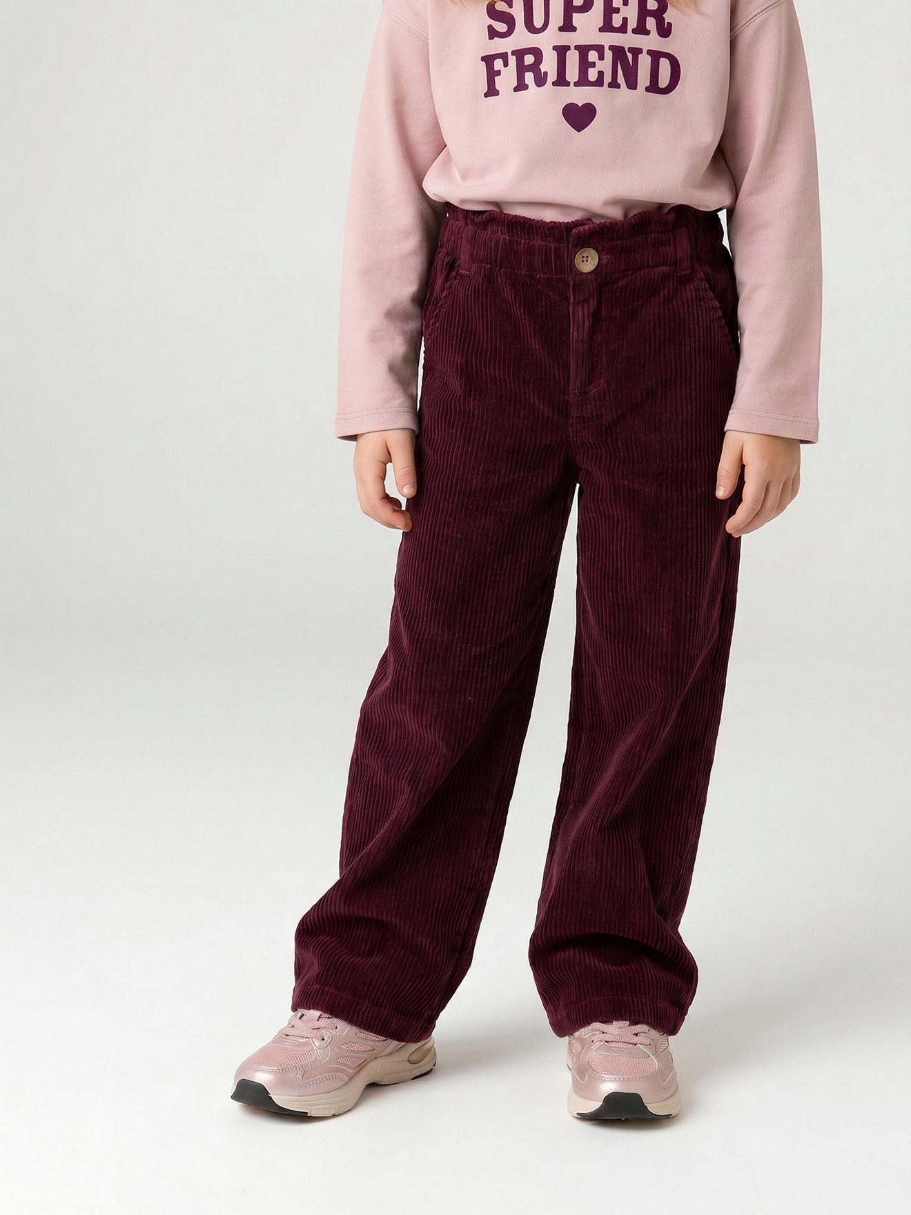 vertbaudet Cordhose Weite Mädchen Cordhose mit Paperbag-Bund – Bild 4 von 5