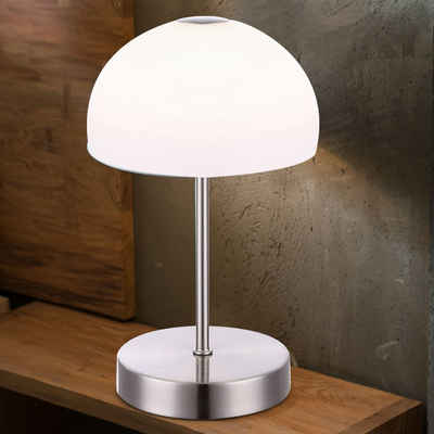 etc-shop LED Tischleuchte, LED-Leuchtmittel fest verbaut, Warmweiß, LED Nacht Tisch Lampe Glas Wohn Schlaf Zimmer Beleuchtung Touch